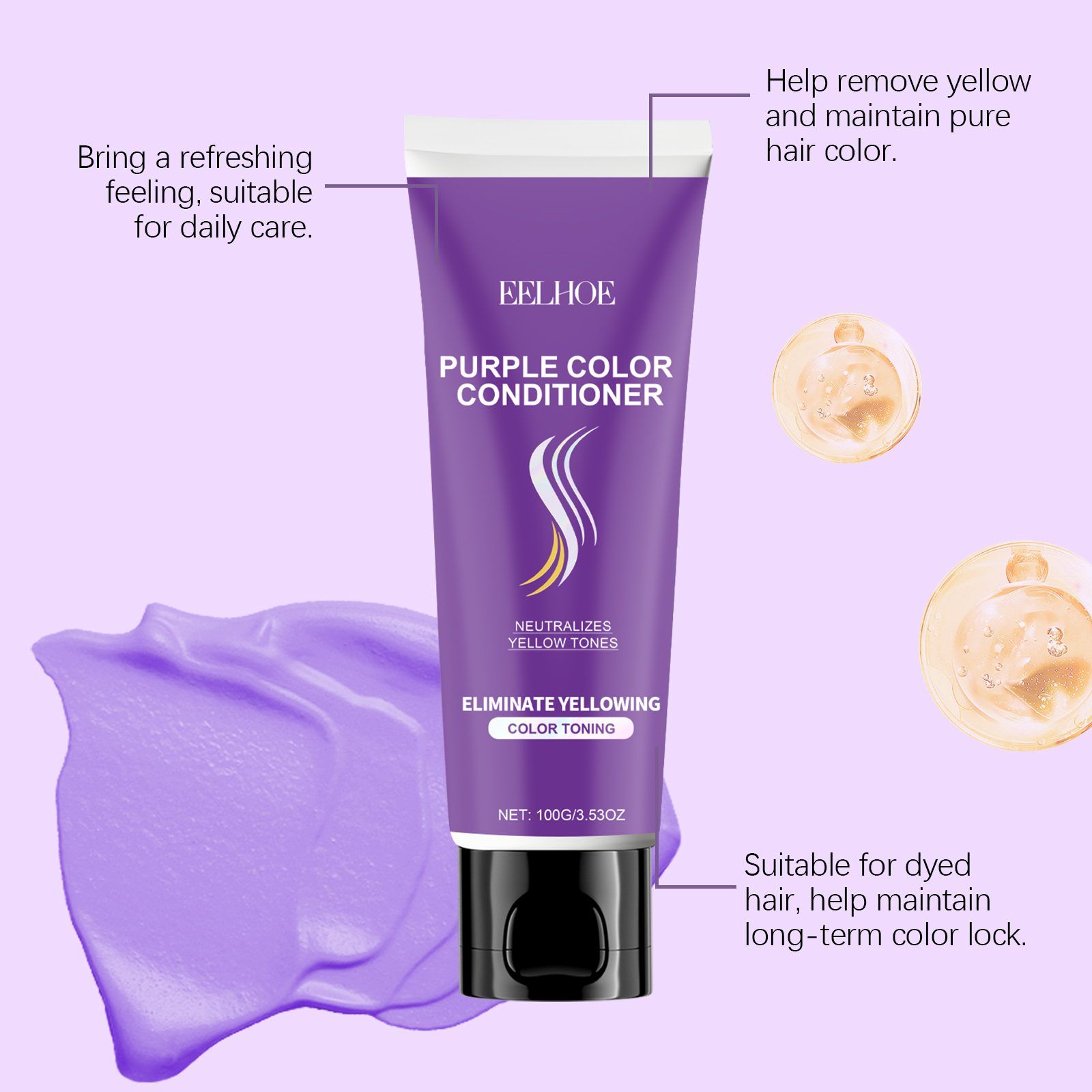 EELHOE Purple Hair Conditioner, 100 g photo 5