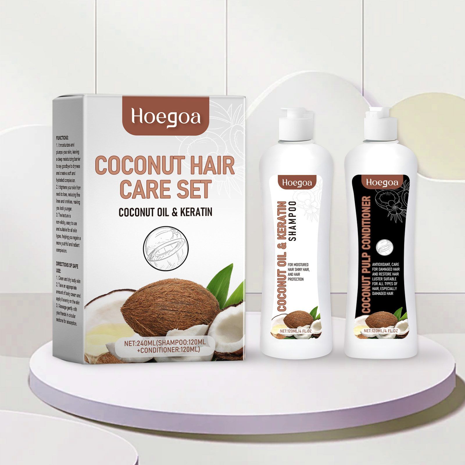 HOEGOA Coconut Milk Shampoo and Conditioner Set, 2 x 120 ml photo 5