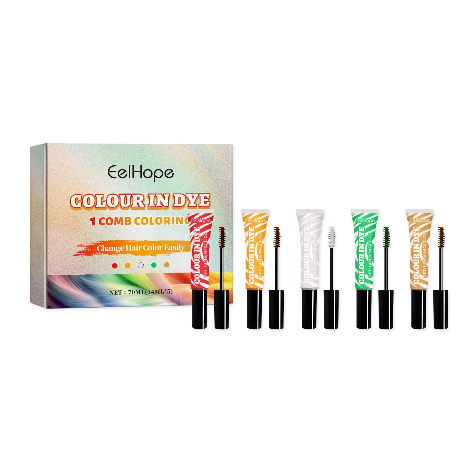 EELHOPE 5-Piece Temporary Comb Hair Color Kit, 5 x 14 ml photo 6