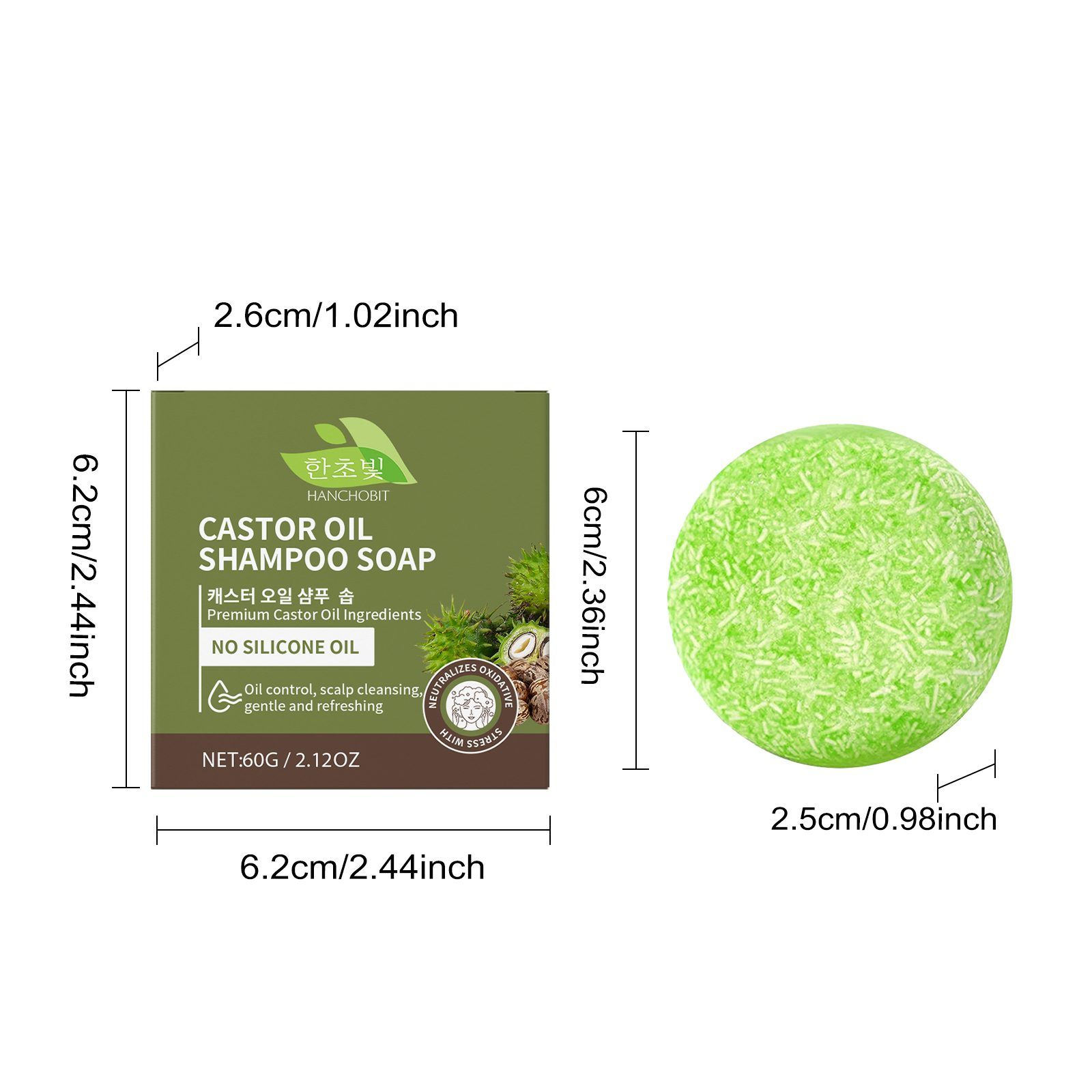 HANCHOBIT Castor Oil Shampoo Bar, 60 g photo 3