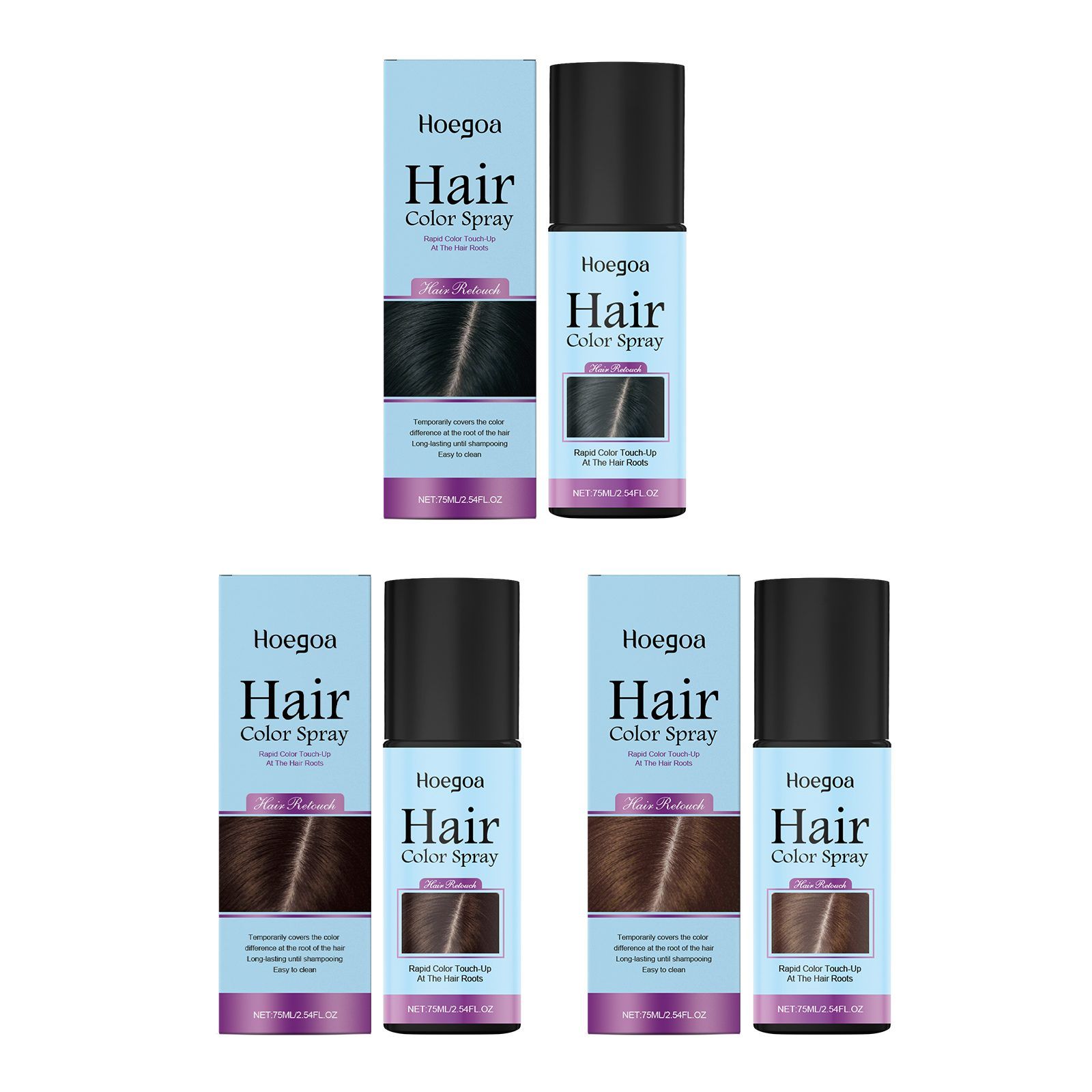 HOEGOA Temporary Black Hair Color Spray, 75 ml photo 5