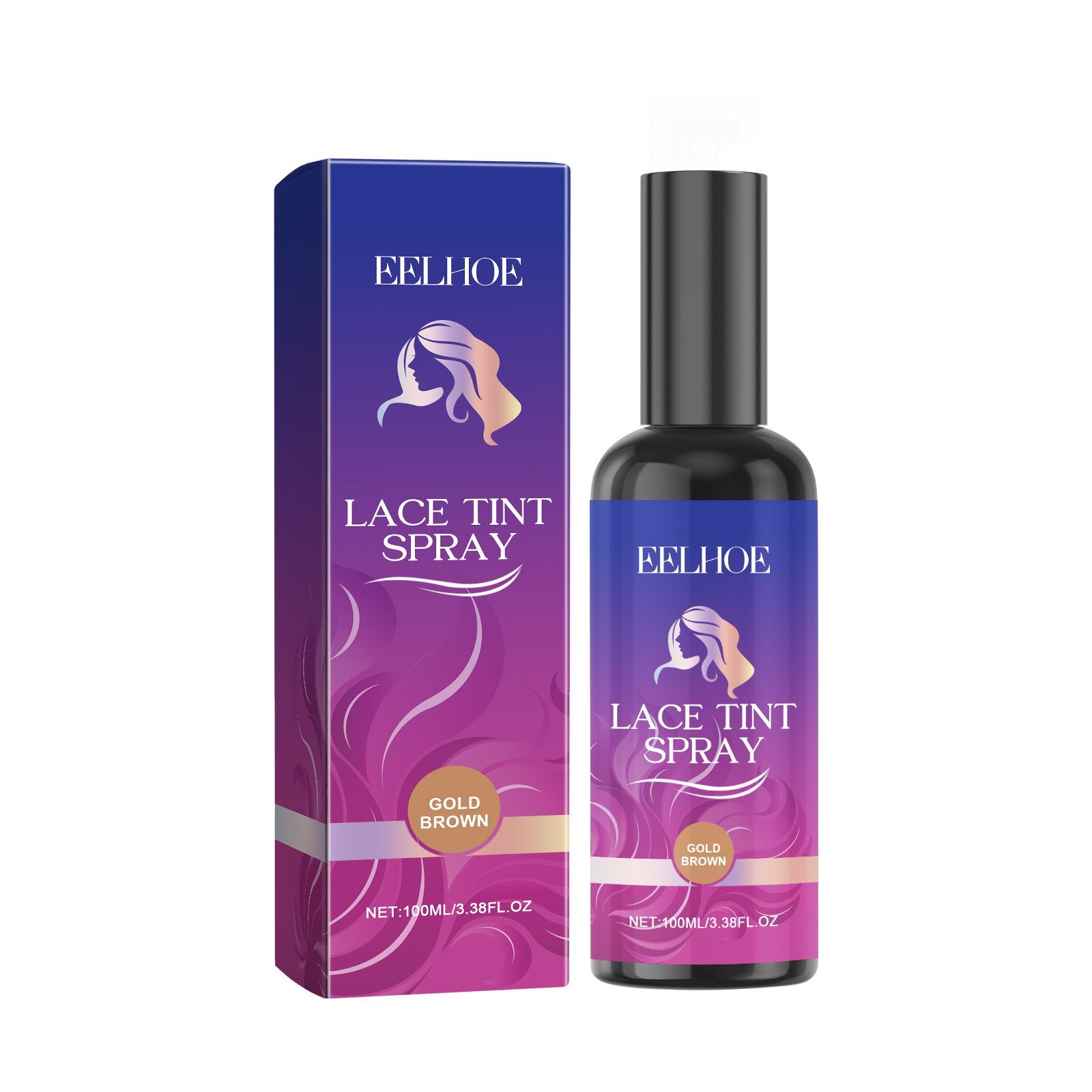 EELHOE Golden Brown Lace Wig Color Spray, 100 ml photo 7