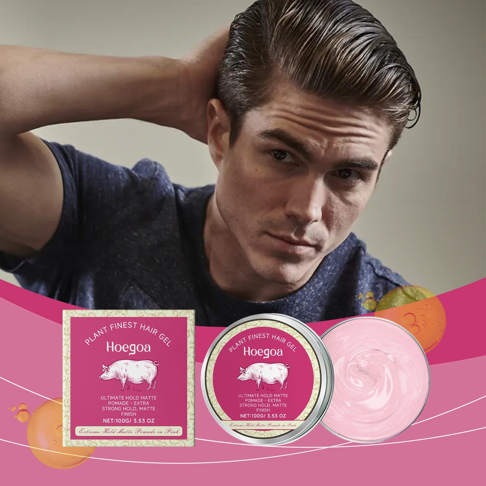 HOEGOA Pink Hair Styling Gel, 100 g photo 6