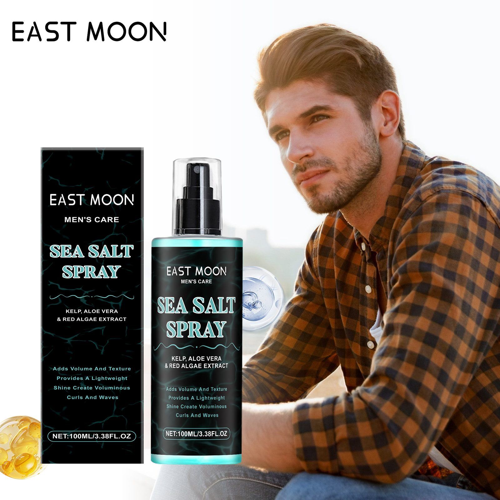 EAST MOON Men's Sea Salt Hair Styling Spray, 100 ml photo 8