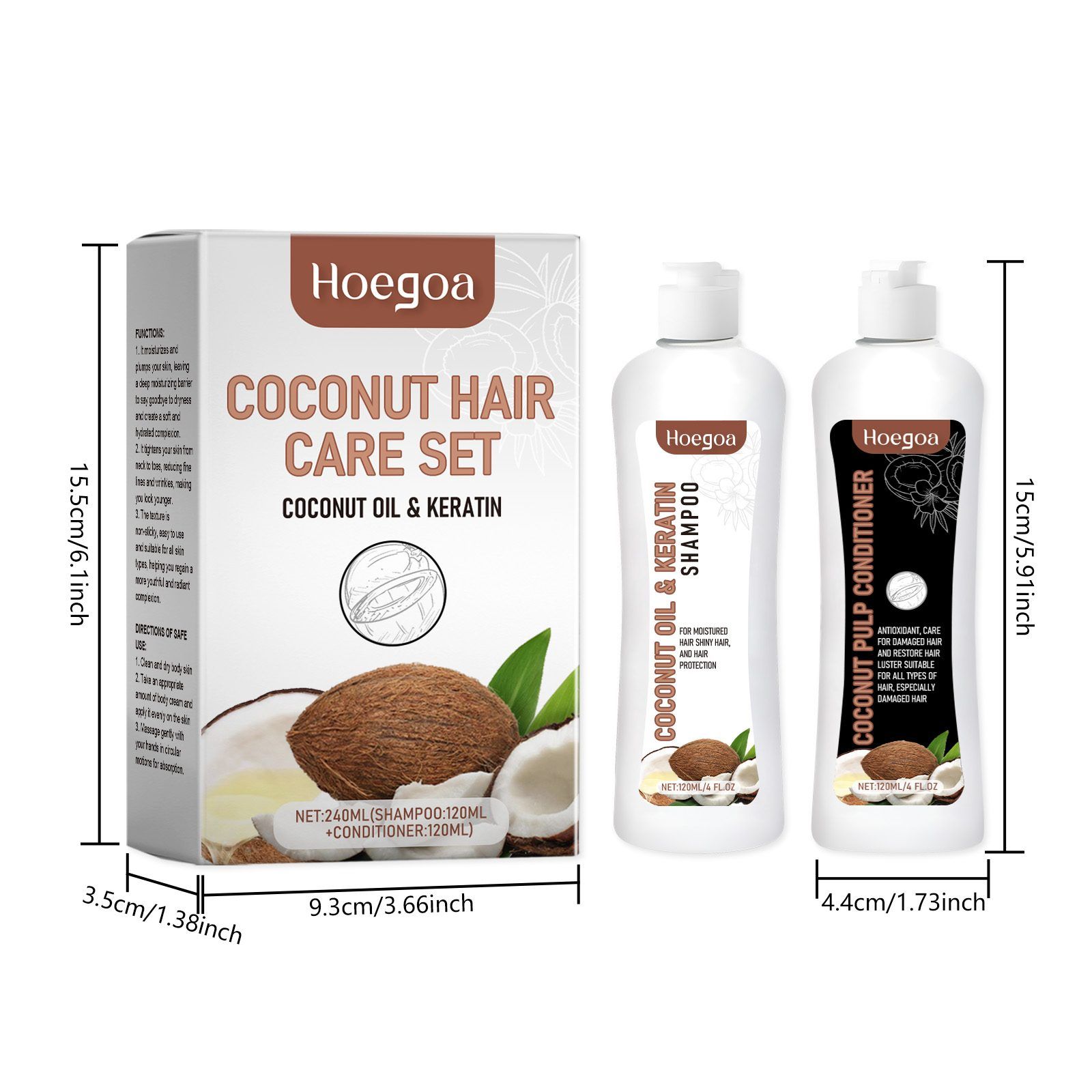 HOEGOA Coconut Milk Shampoo and Conditioner Set, 2 x 120 ml photo 7