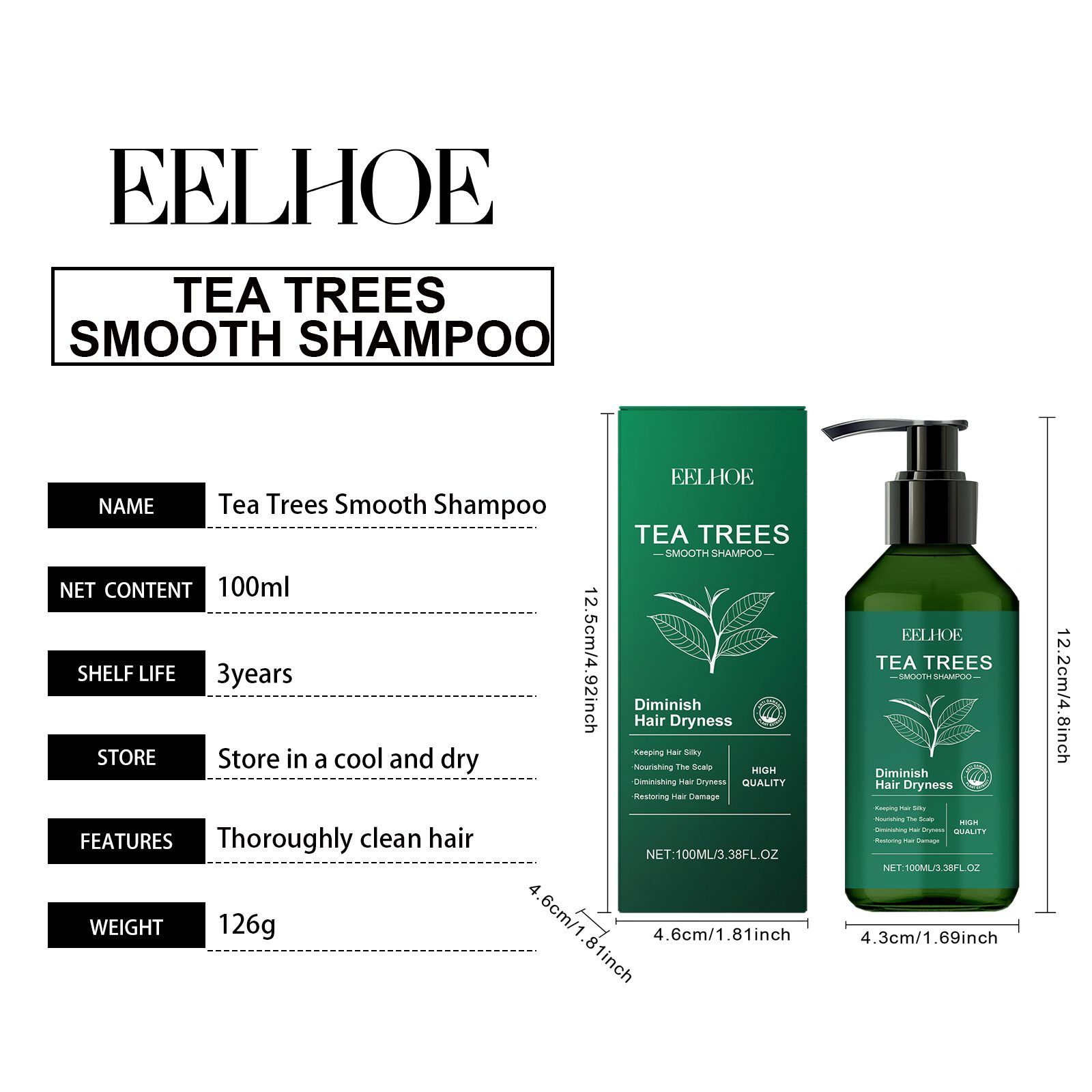 EELHOE Tea Tree Shampoo, 100 ml photo 4
