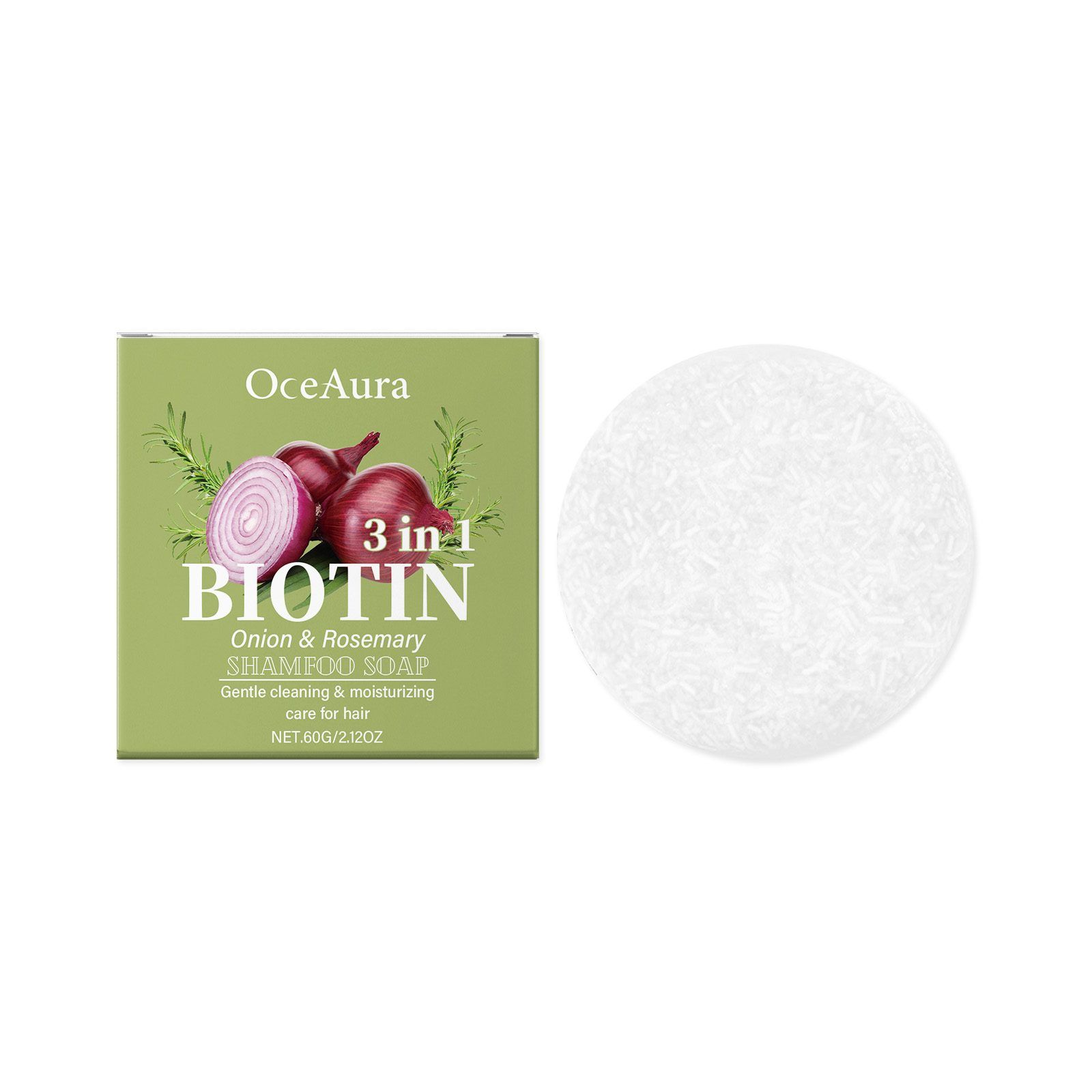 OCEAURA Onion and Rosemary Shampoo Bar, 60 g photo 1