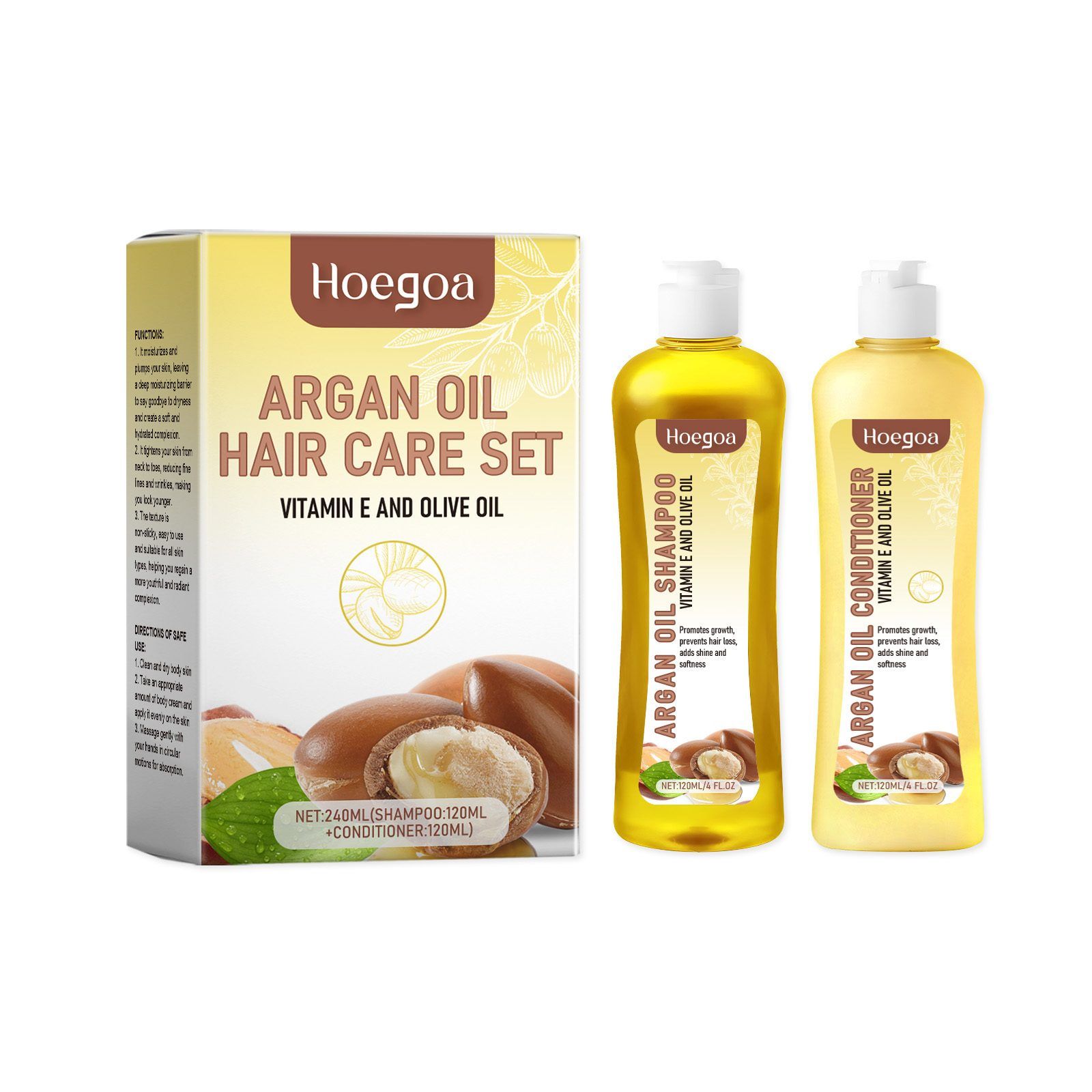 HOEGOA Argan Shampoo and Conditioner Set, 120 ml Shampoo + 120 ml Conditioner photo 5
