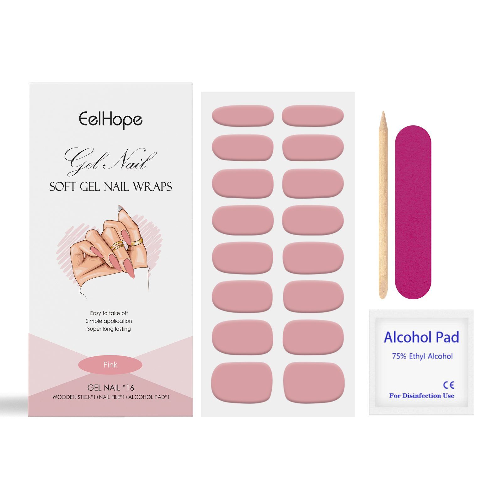 EELHOPE Soft Gel Nail Sticker Set, Pink, 1 Set photo 8