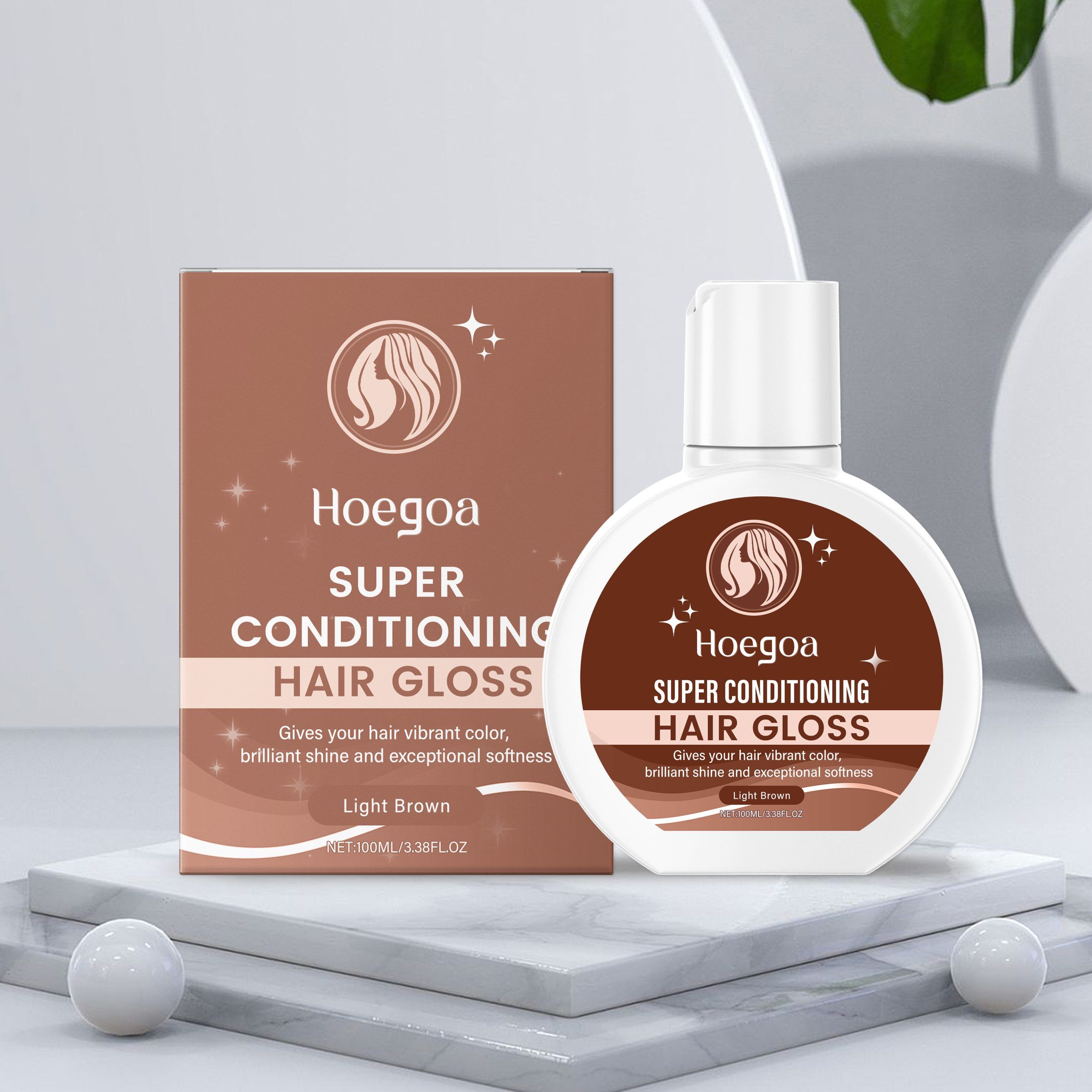 HOEGOA Light Brown Color-Depositing Hair Conditioner, 100 ml photo 7