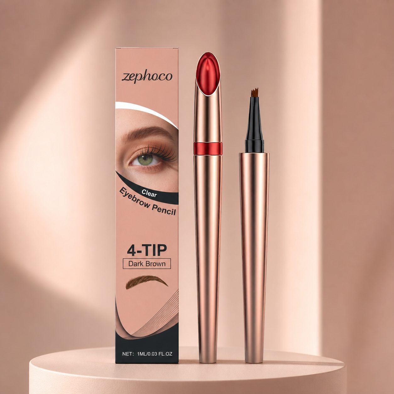 zephoco Four-Tip Eyebrow Pen, Deep Brown, 1 ml photo 1