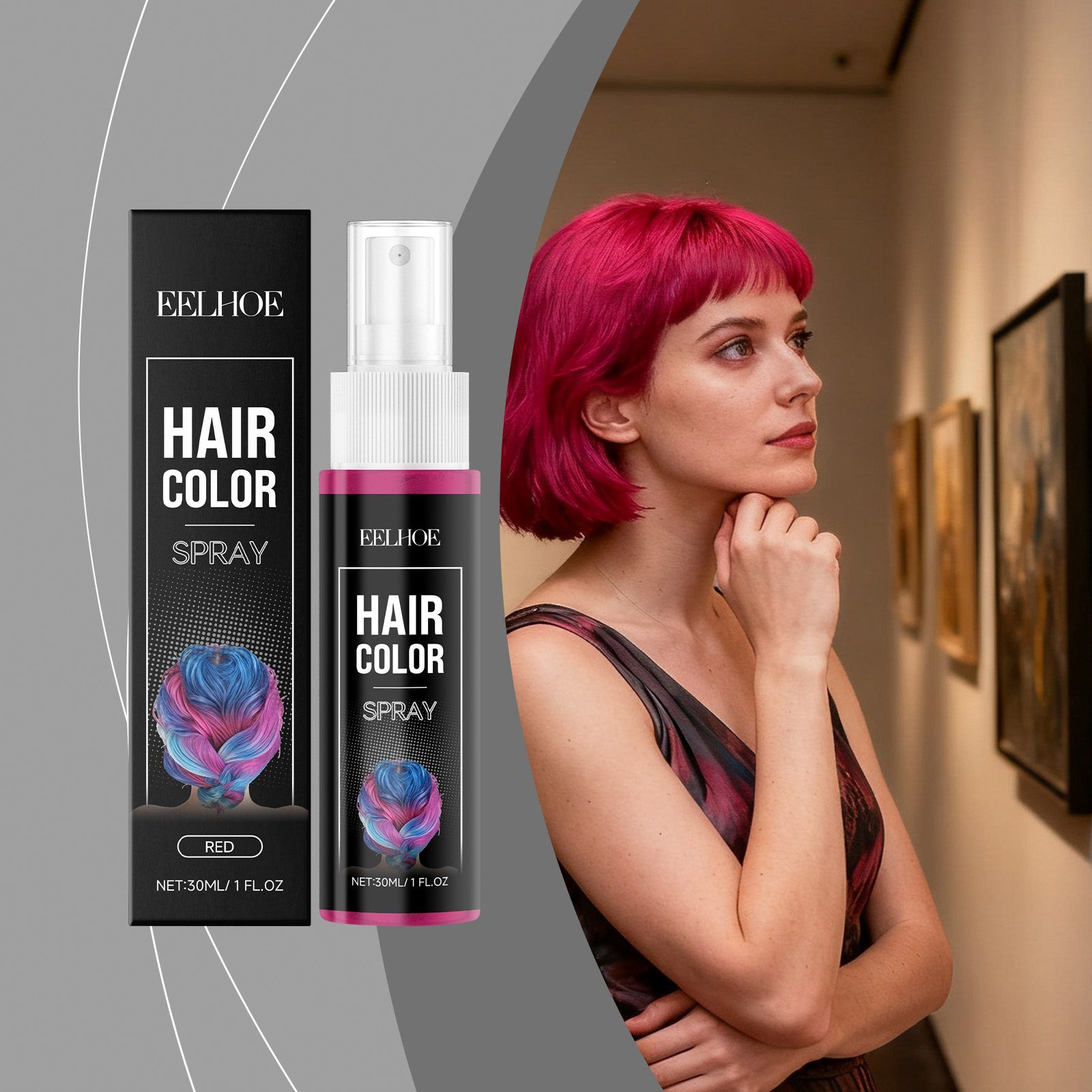 EELHOE Temporary Red Hair Color Spray 30 ml, 30 ml photo 5