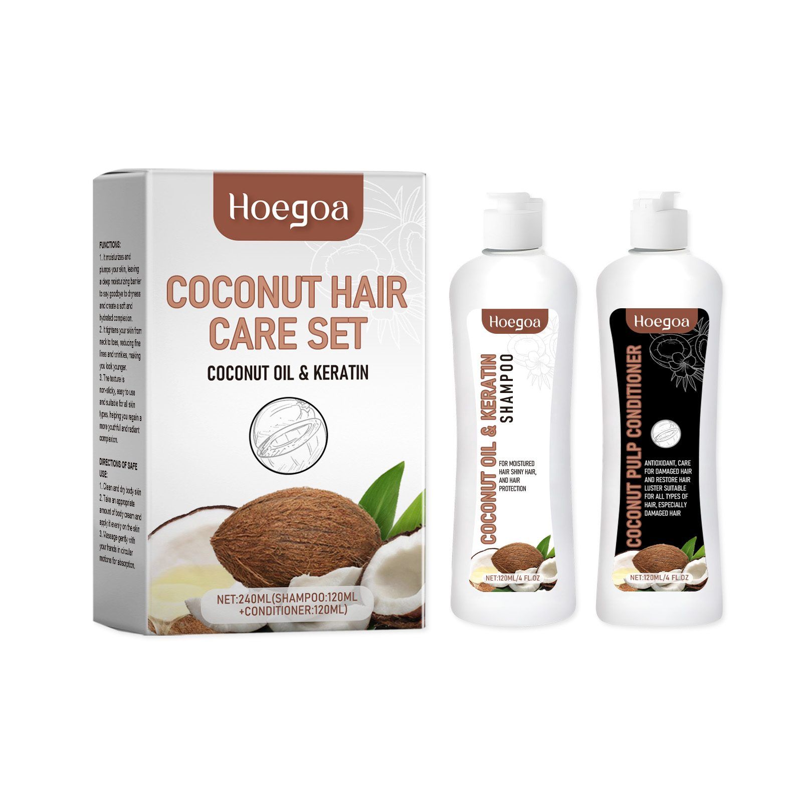 HOEGOA Coconut Milk Shampoo and Conditioner Set, 2 x 120 ml photo 1