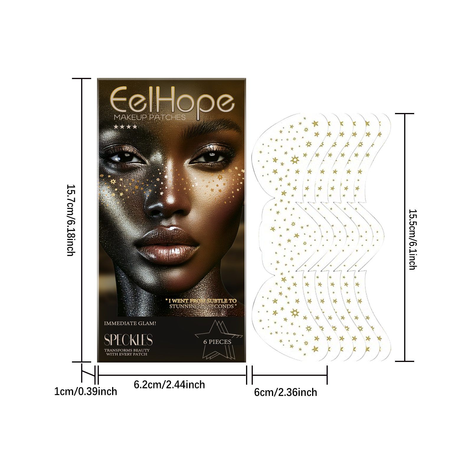EELHOPE Glitter Freckle Cosmetic Face Stickers, 6 Pieces photo 2
