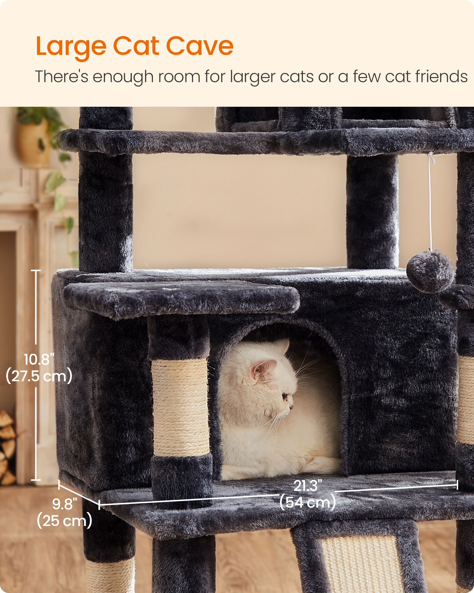 Cat Tree, 67.7 Inches Large Tower, Cat Condo photo 6