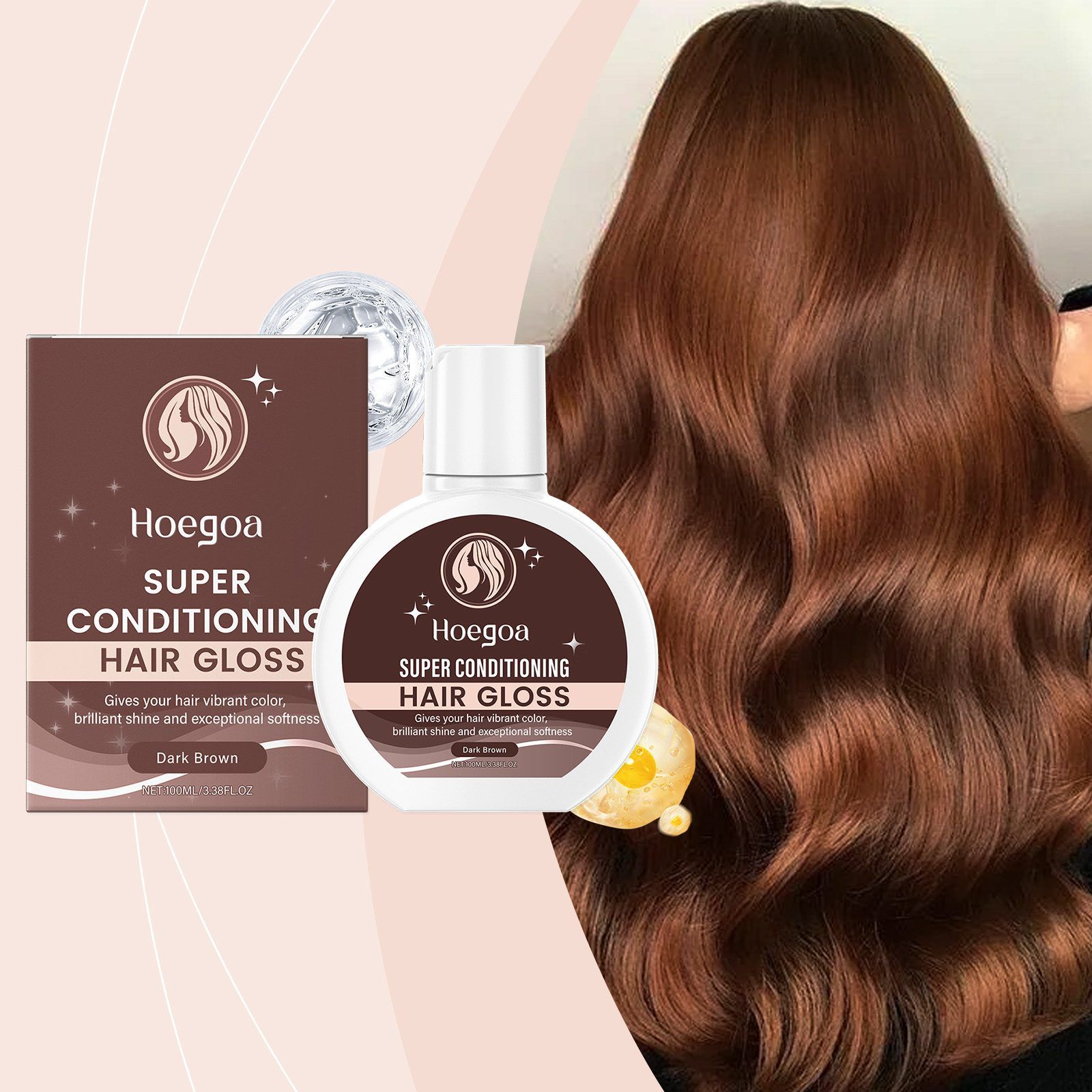 HOEGOA Dark Brown Color-Depositing Hair Conditioner, 100 ml photo 3