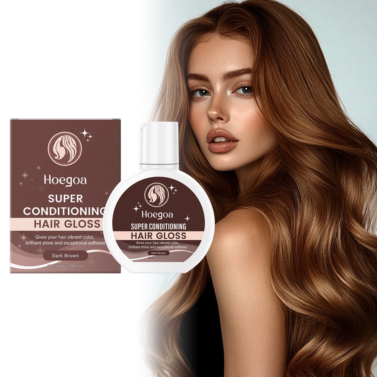 HOEGOA Dark Brown Color-Depositing Hair Conditioner, 100 ml photo 7