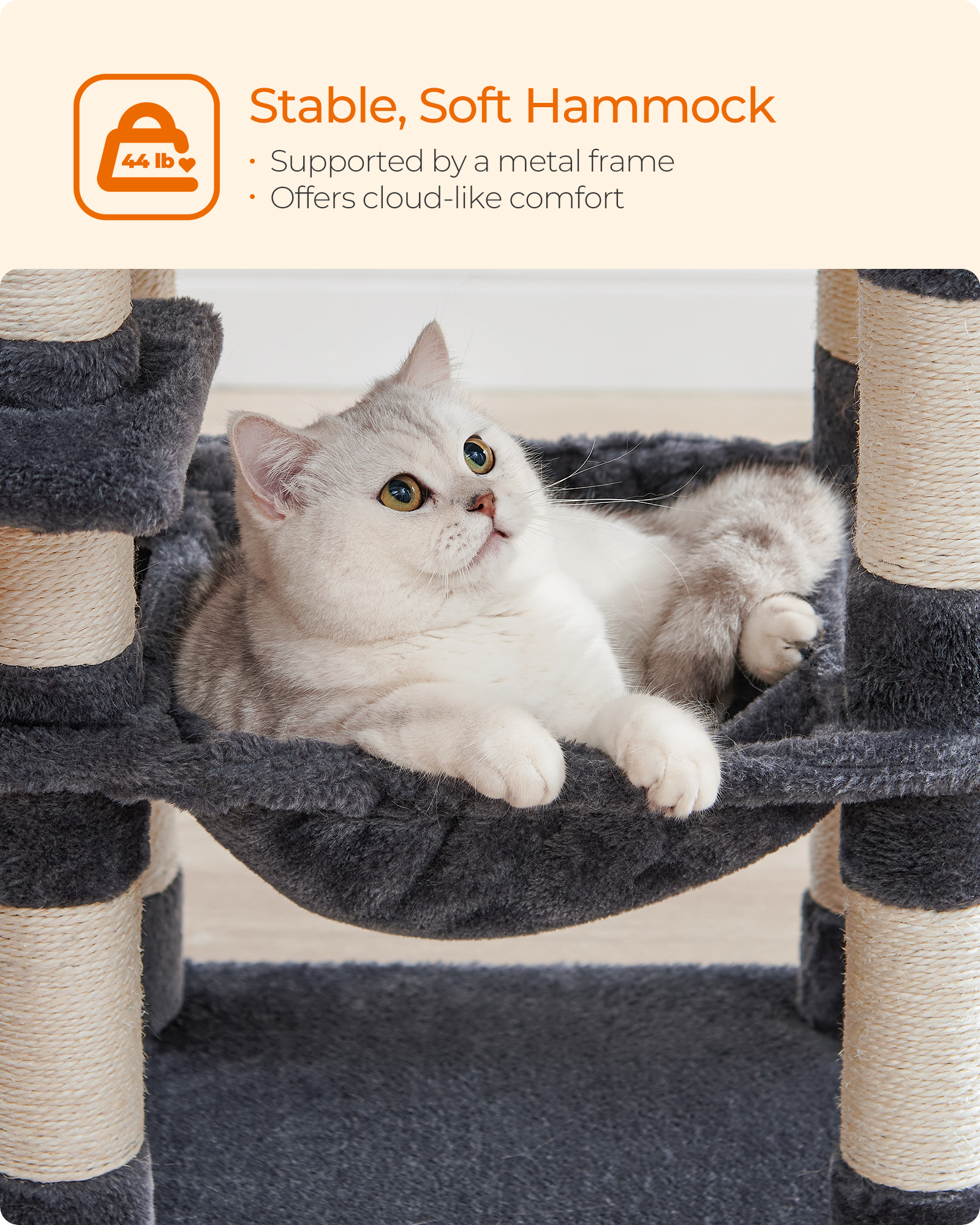 Cat Tree, 44.1-Inch Multi-Level Tower, 11 Scratching Posts photo 4