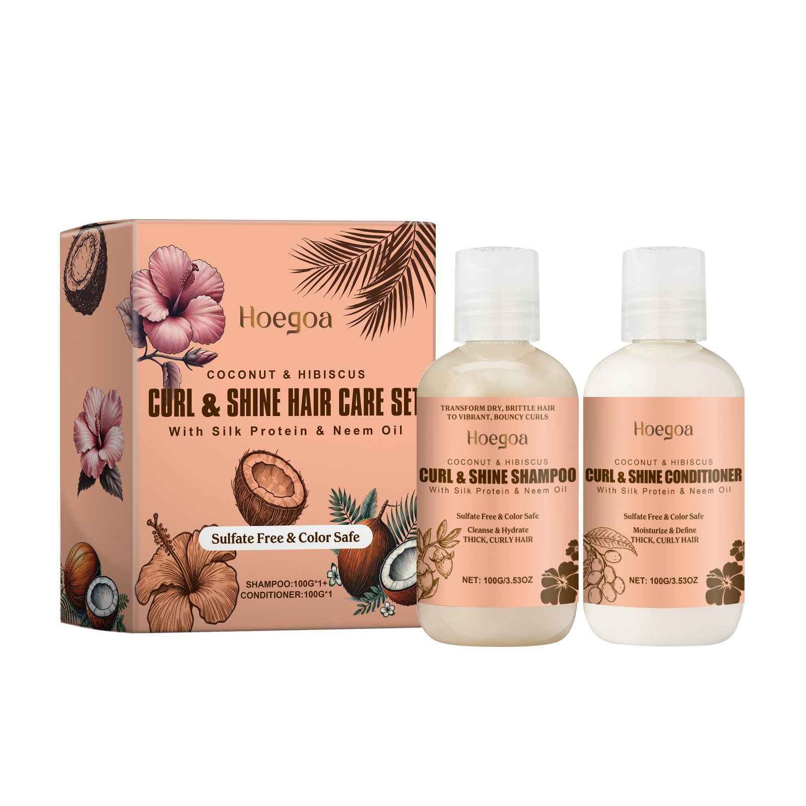 HOEGOA Coconut Shampoo and Conditioner Set, 2 x 100 g photo 1