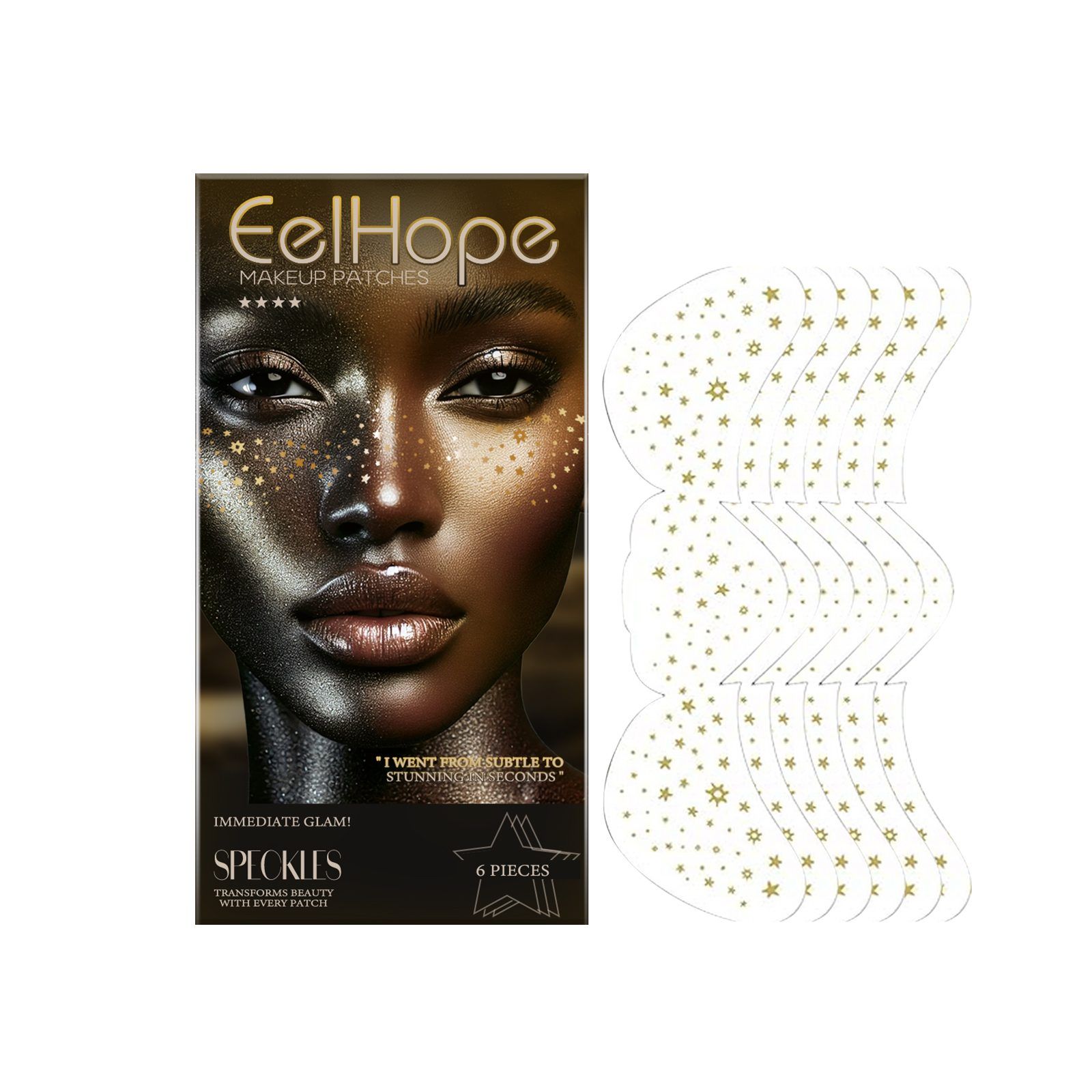 EELHOPE Glitter Freckle Cosmetic Face Stickers, 6 Pieces photo 1
