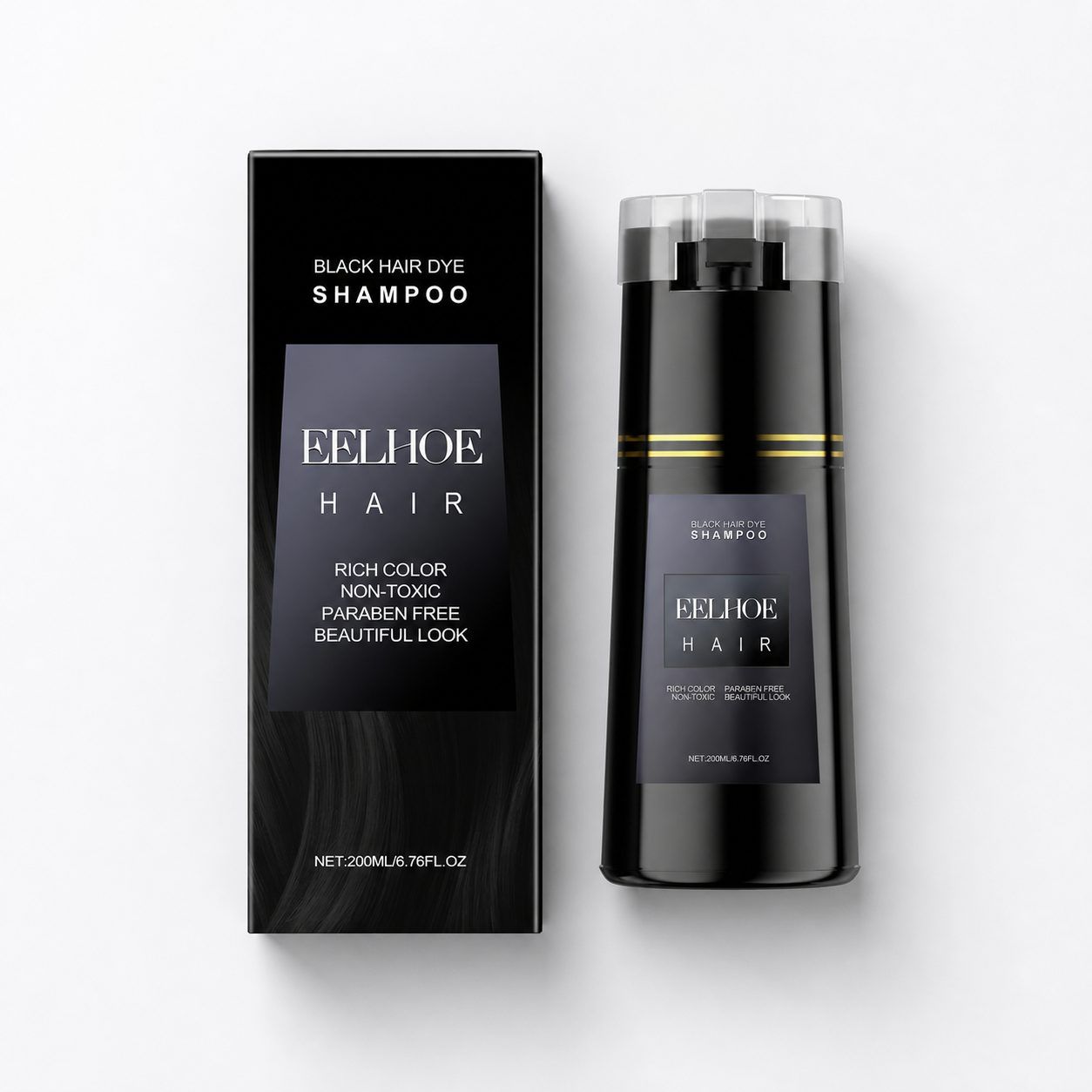 EELHOE Black Hair Color Shampoo, 200 ml photo 3
