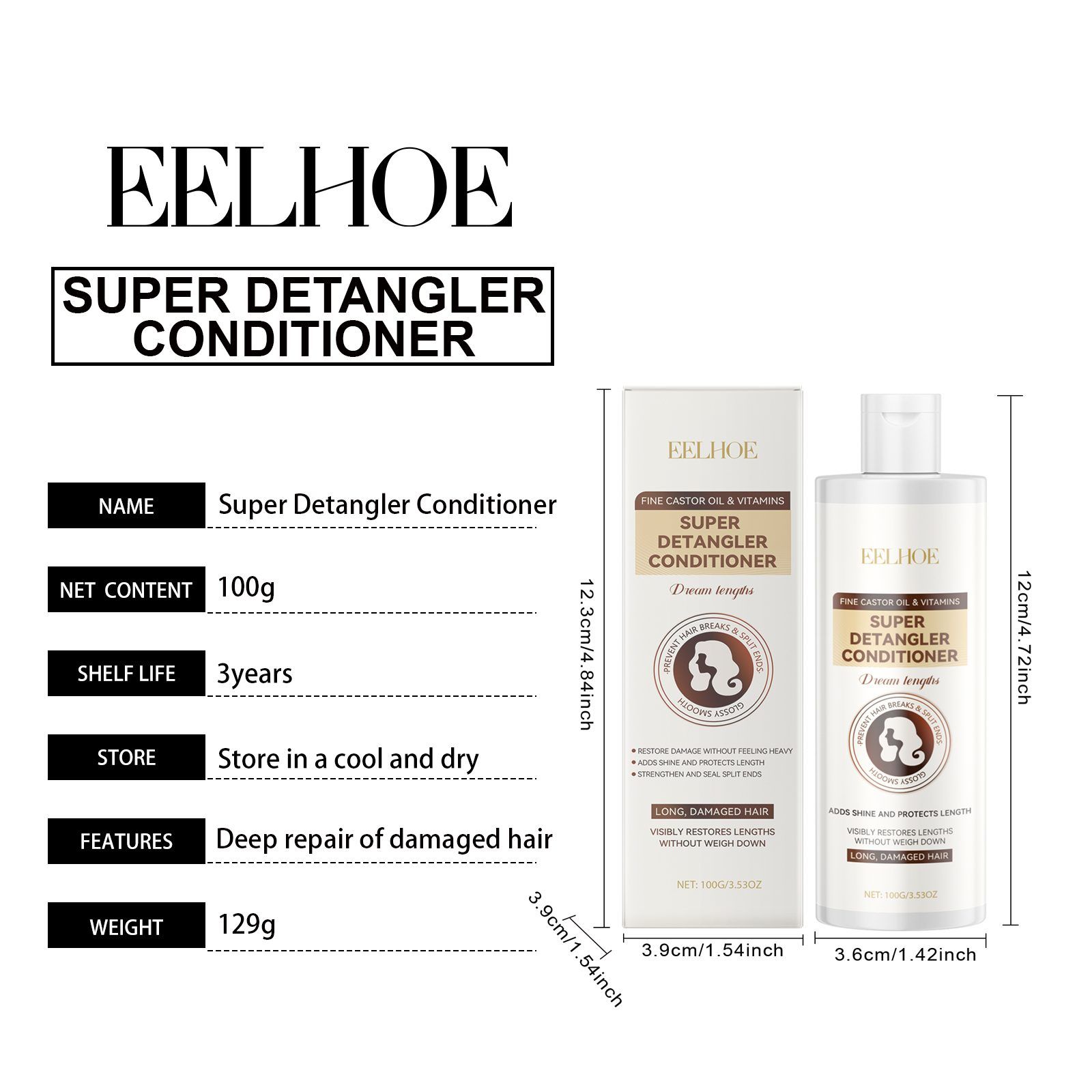 EELHOE Heat-Protect Leave-In Hair Conditioner, 100 g photo 5