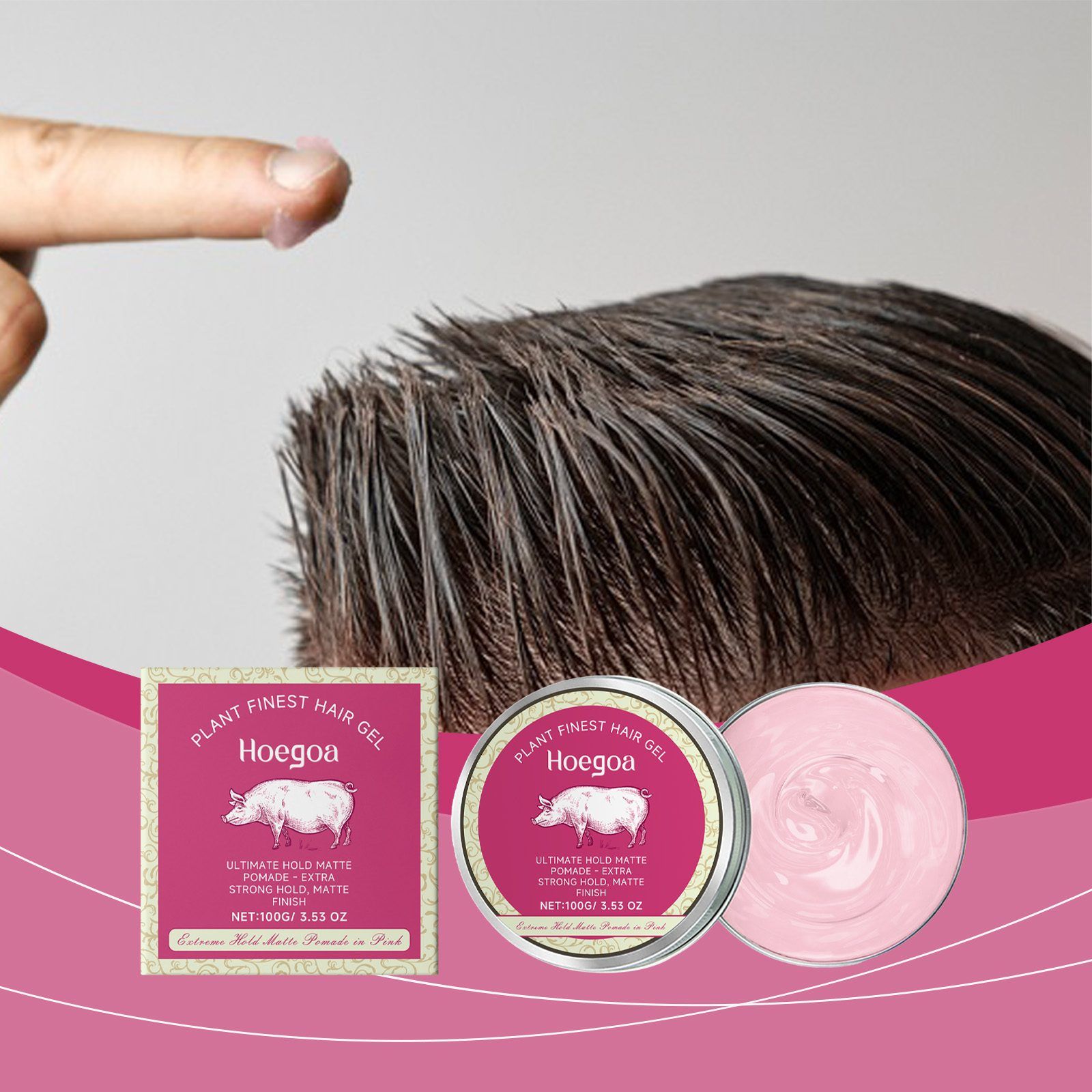 HOEGOA Pink Hair Styling Gel, 100 g photo 3