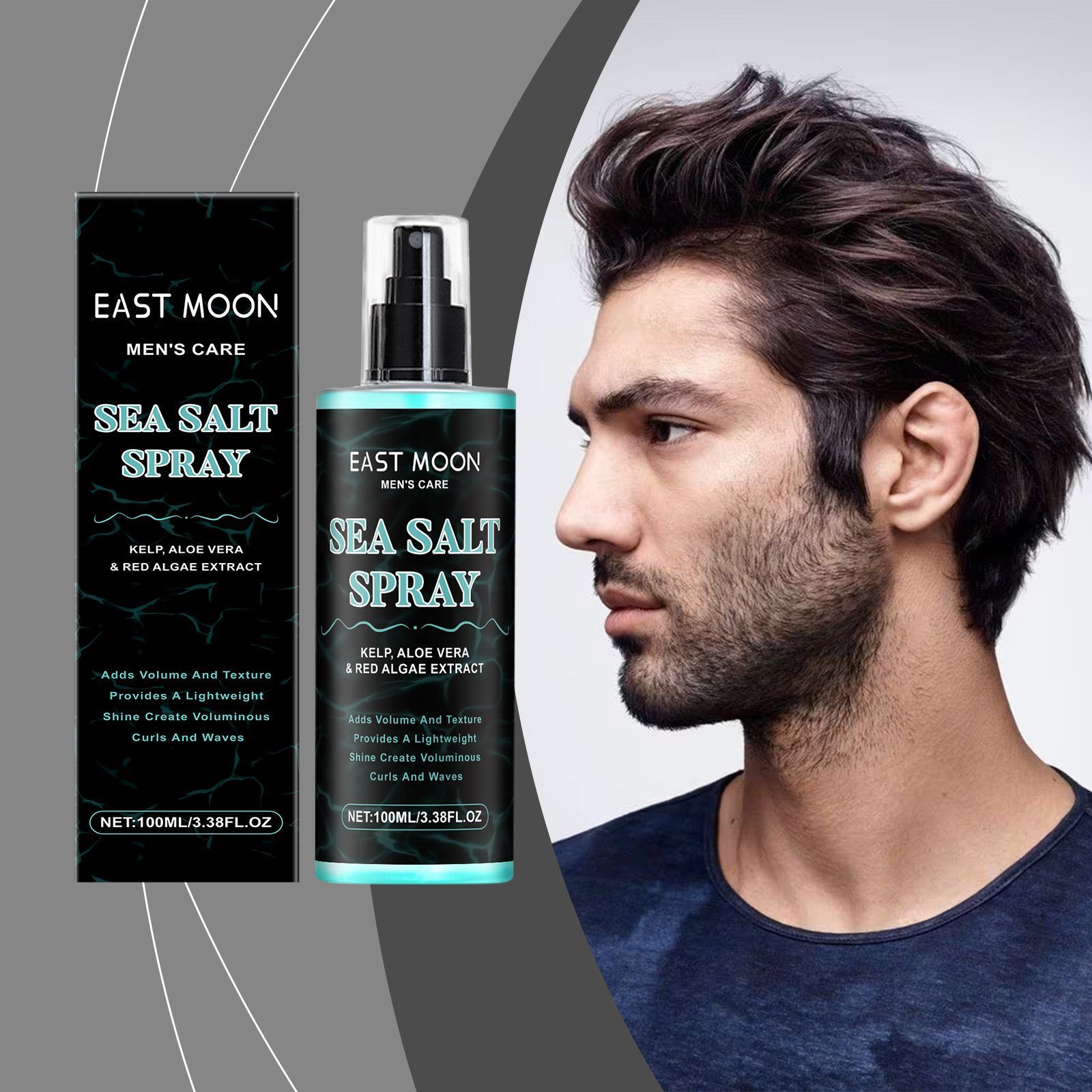 EAST MOON Men's Sea Salt Hair Styling Spray, 100 ml photo 7