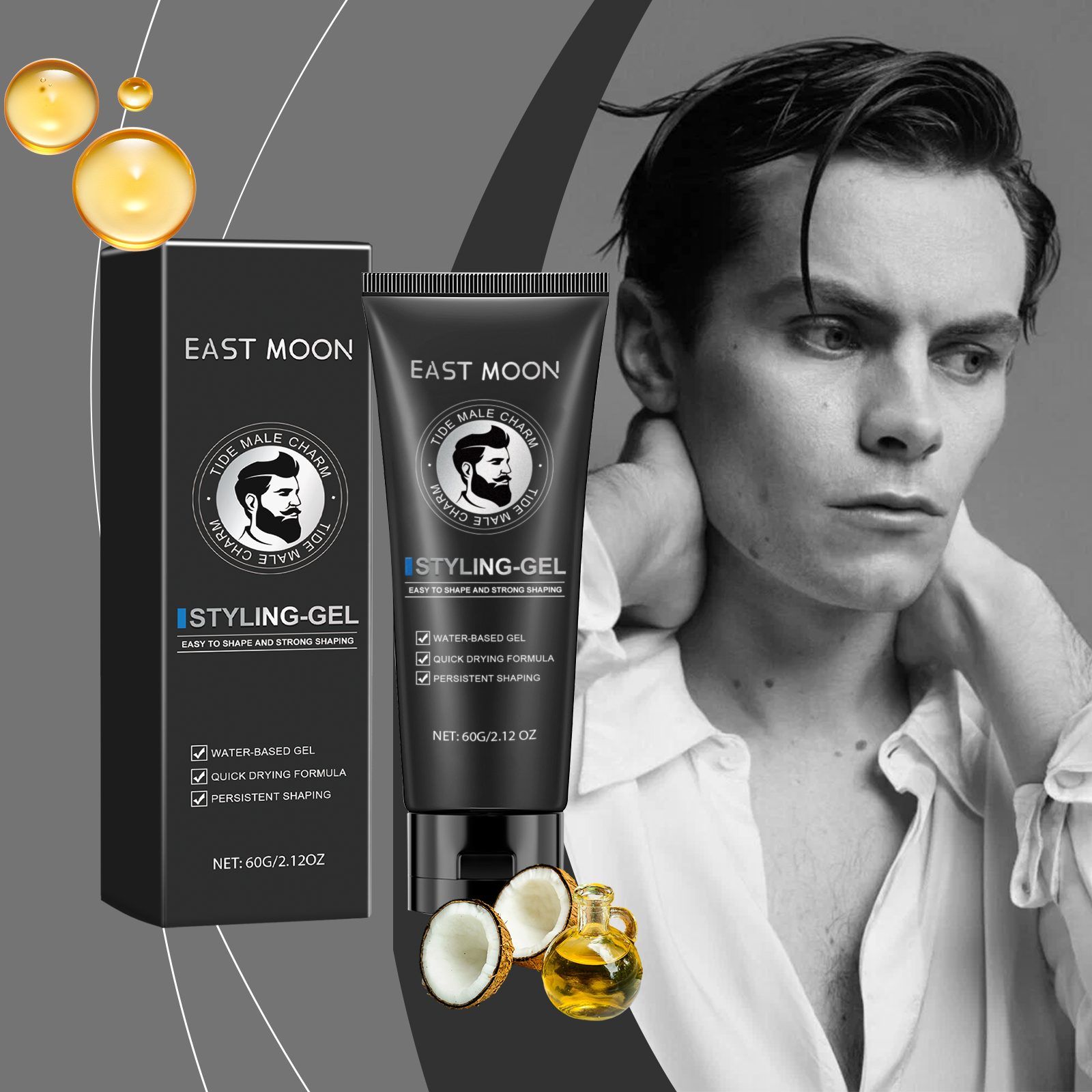 EAST MOON Men's Hair Styling Gel, 60 g photo 3