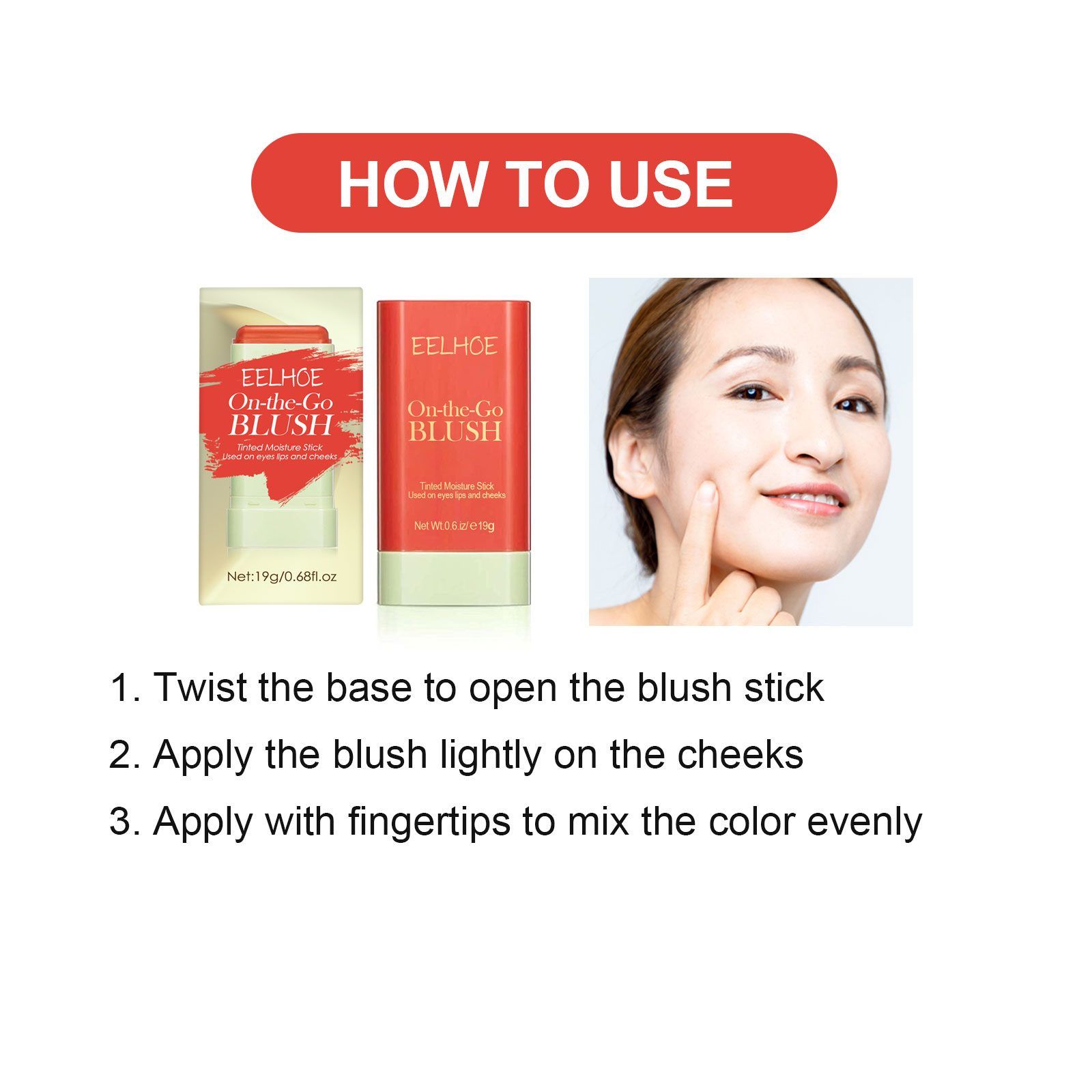 EELHOE Blush Stick, Red, 19 g photo 8