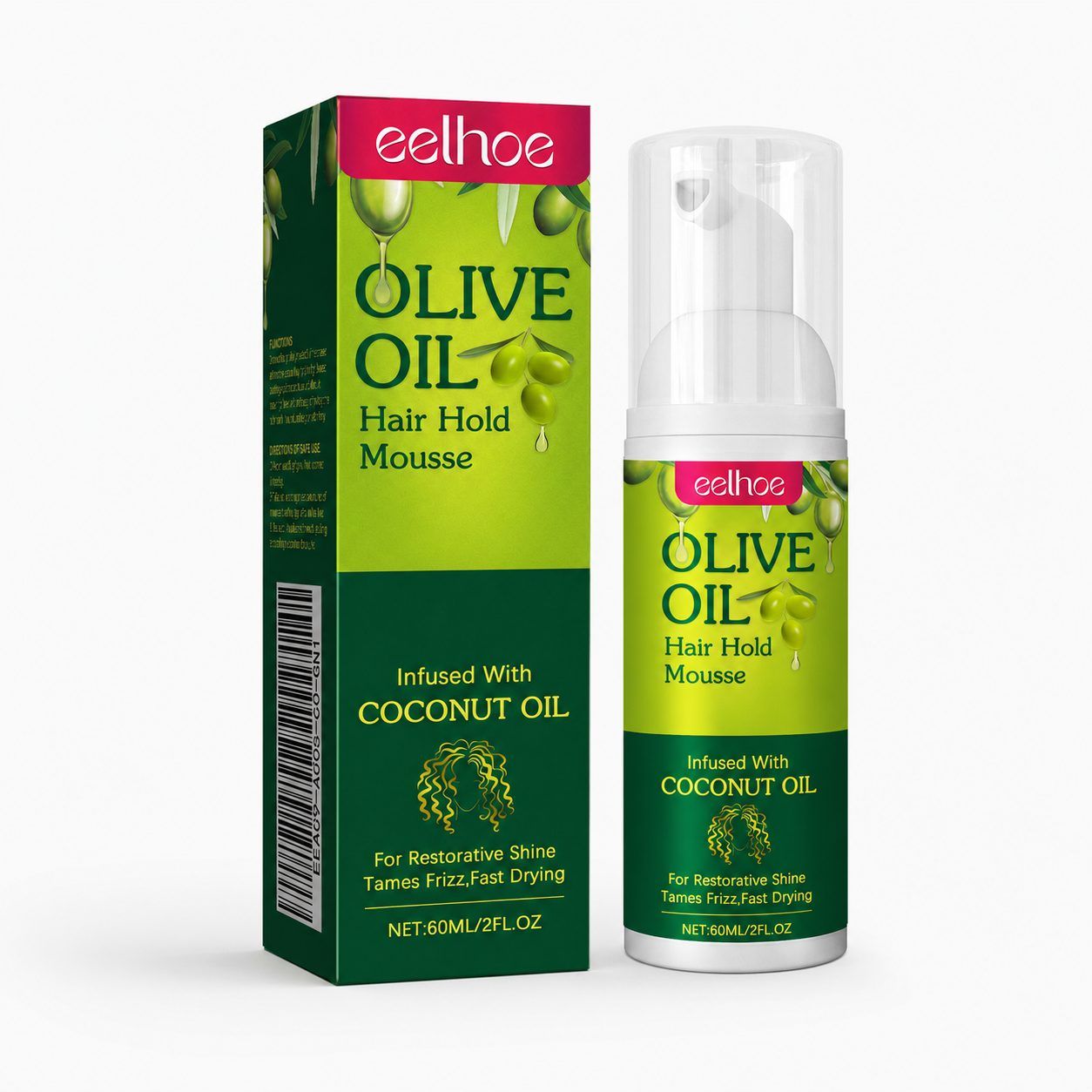 EELHOE Olive Oil Hair Styling Mousse, 60 ml photo 4