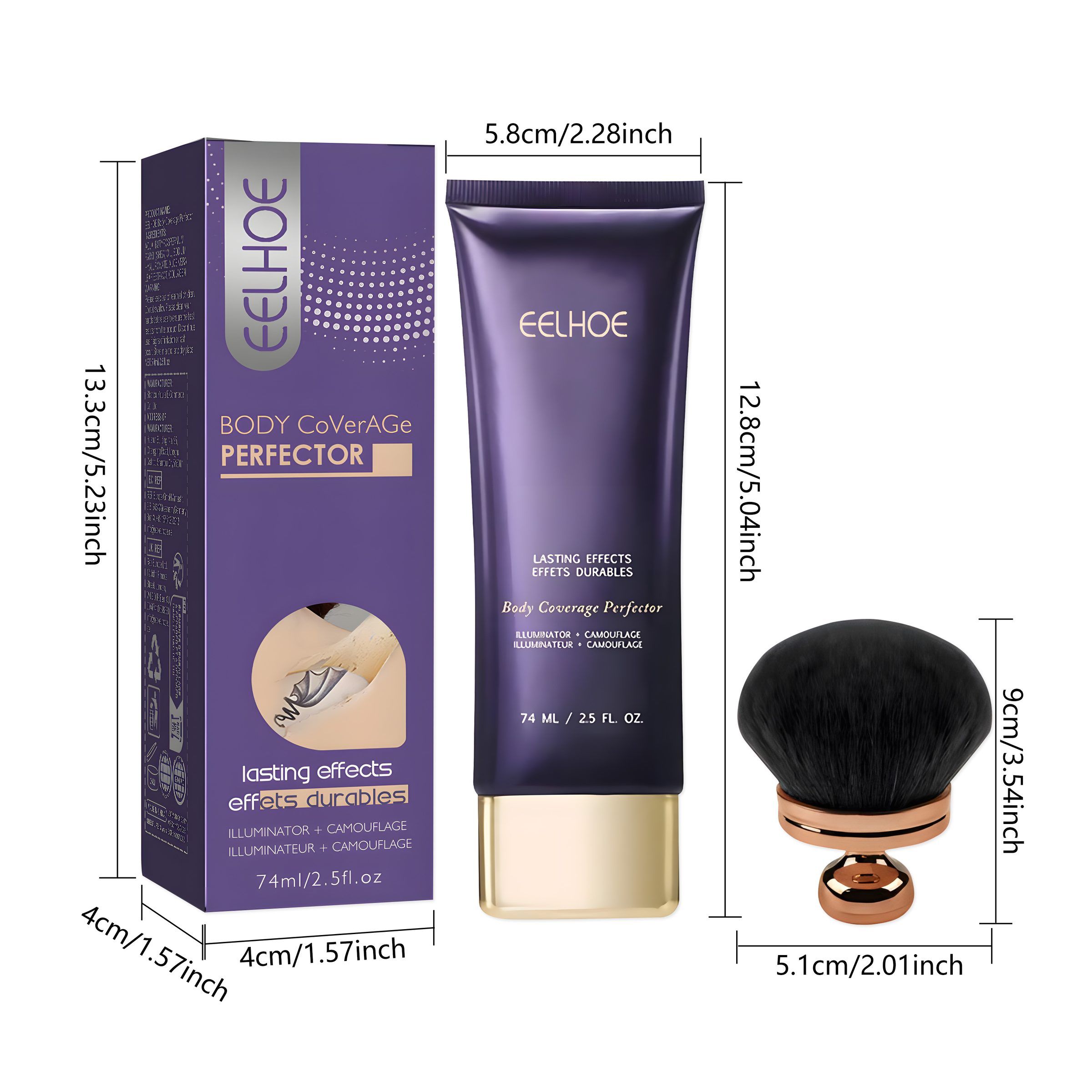 EELHOE Body Concealer Cream with Brush, 74 ml Cream and 1 Brush photo 2