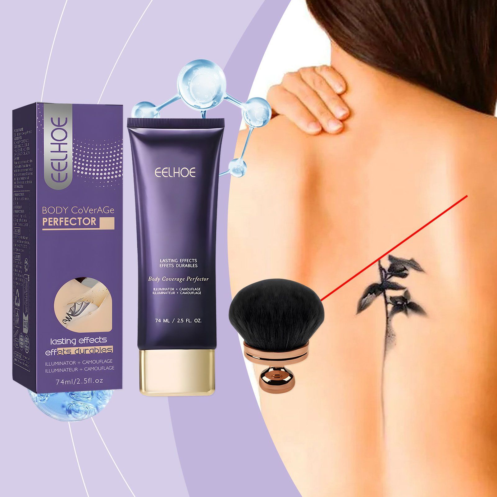 EELHOE Body Concealer Cream with Brush, 74 ml Cream and 1 Brush photo 4