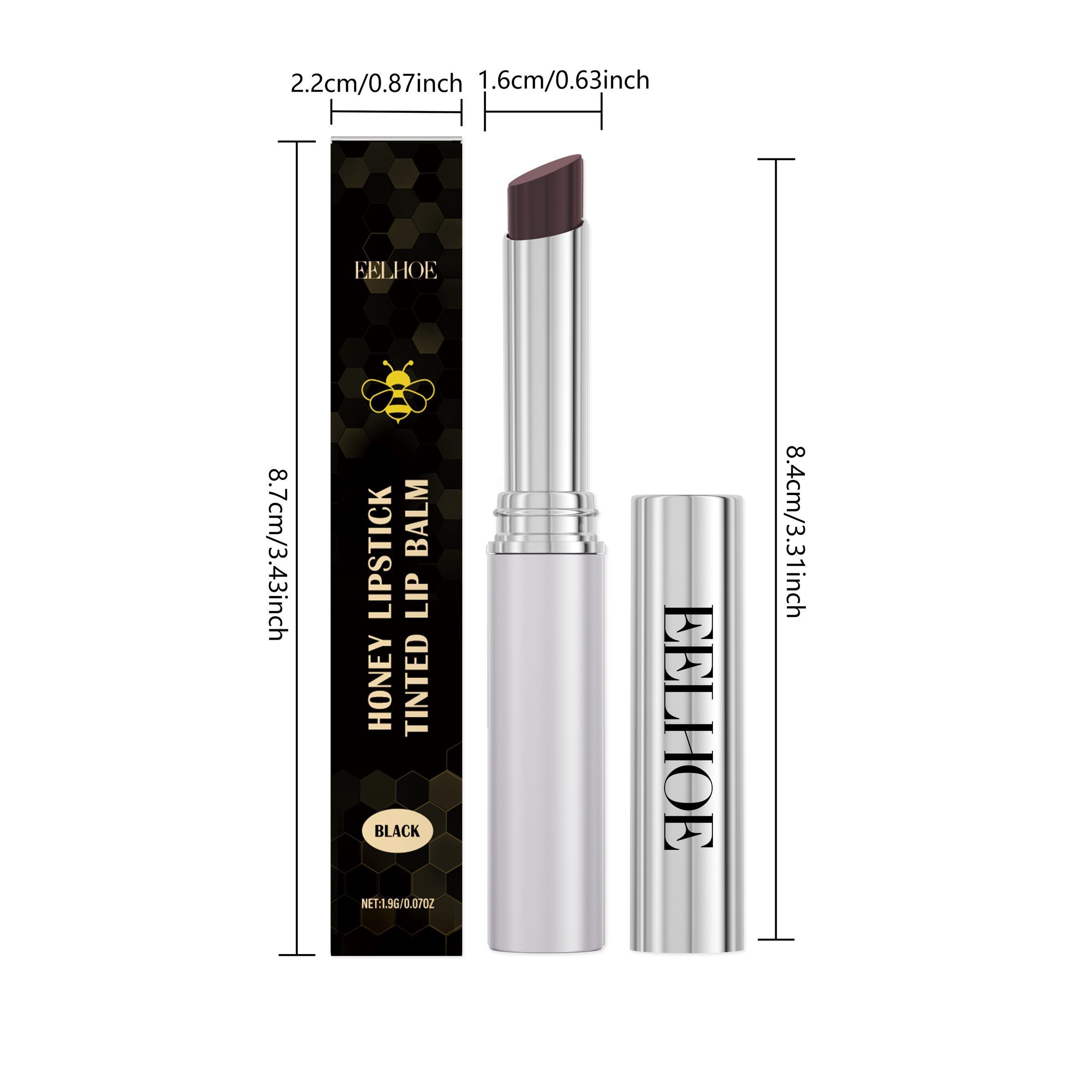 EELHOE Moisturizing Honey Lip Balm, Black, 1.9 g photo 4