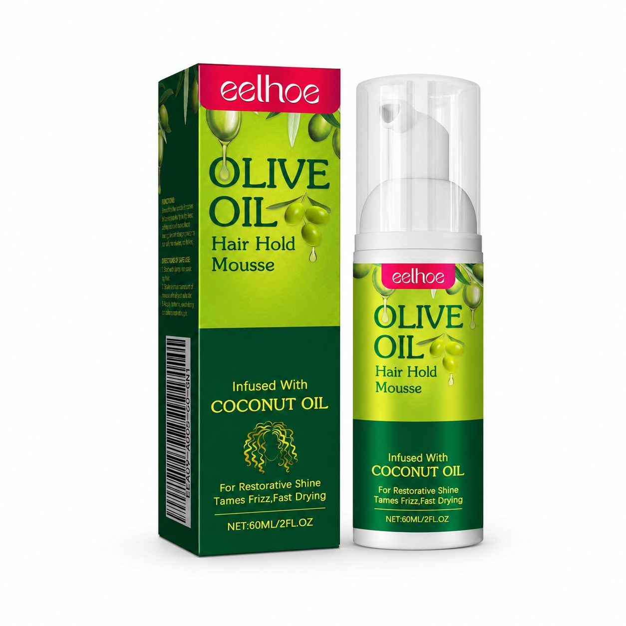 EELHOE Olive Oil Hair Styling Mousse, 60 ml photo 1