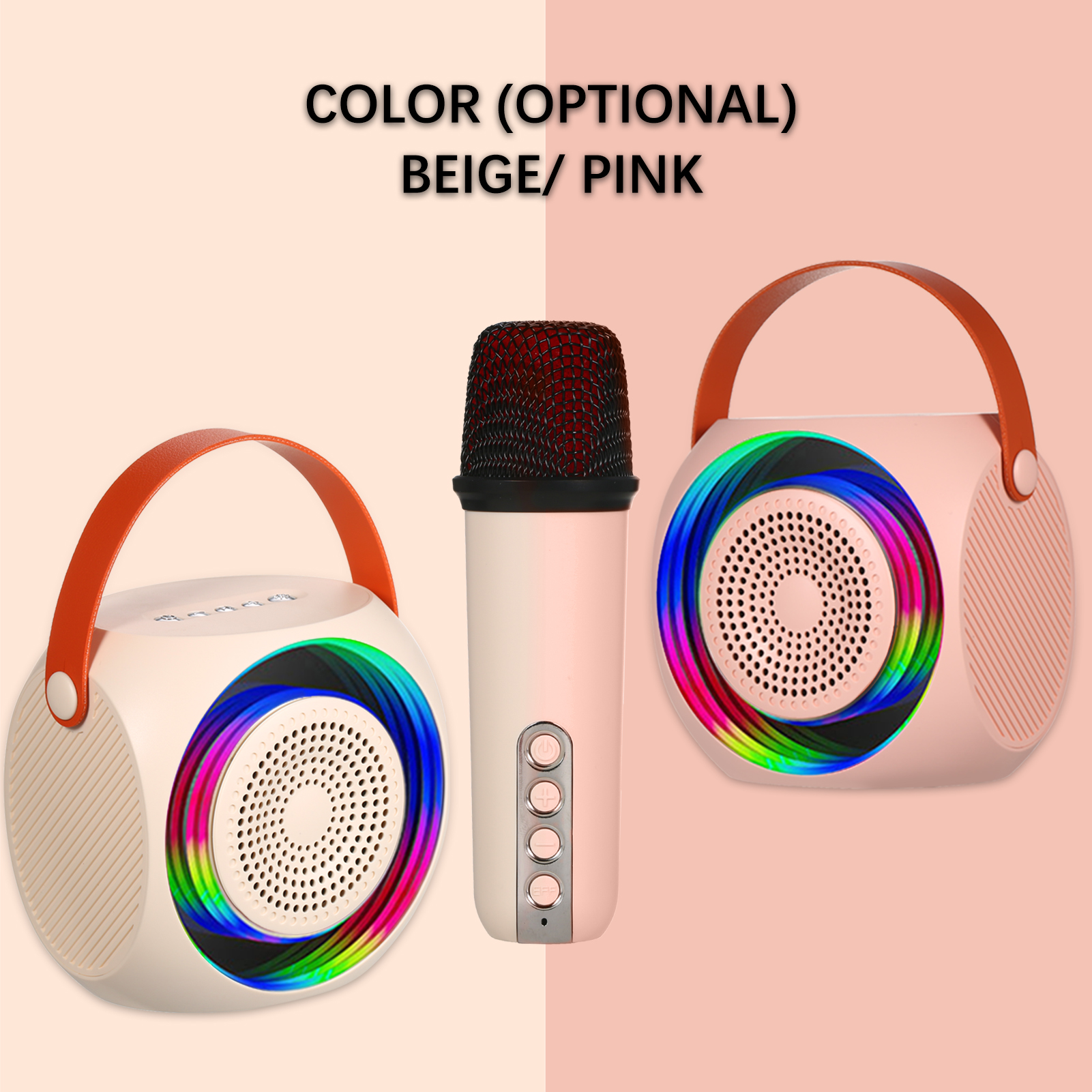 BT5.0 Karaoke Speaker With 2 Wireless Handheld Mics, Rechargeable Mini Portable Sound Box For Home & Outdoor Party Singing photo 5