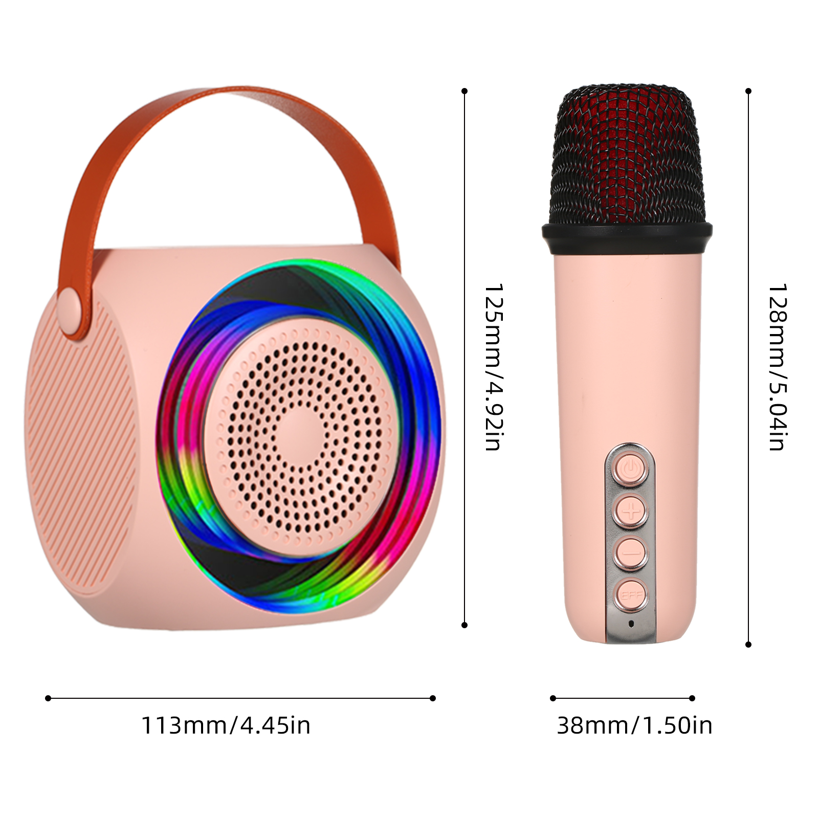 BT5.0 Karaoke Speaker With 2 Wireless Handheld Mics, Rechargeable Mini Portable Sound Box For Home & Outdoor Party Singing photo 2