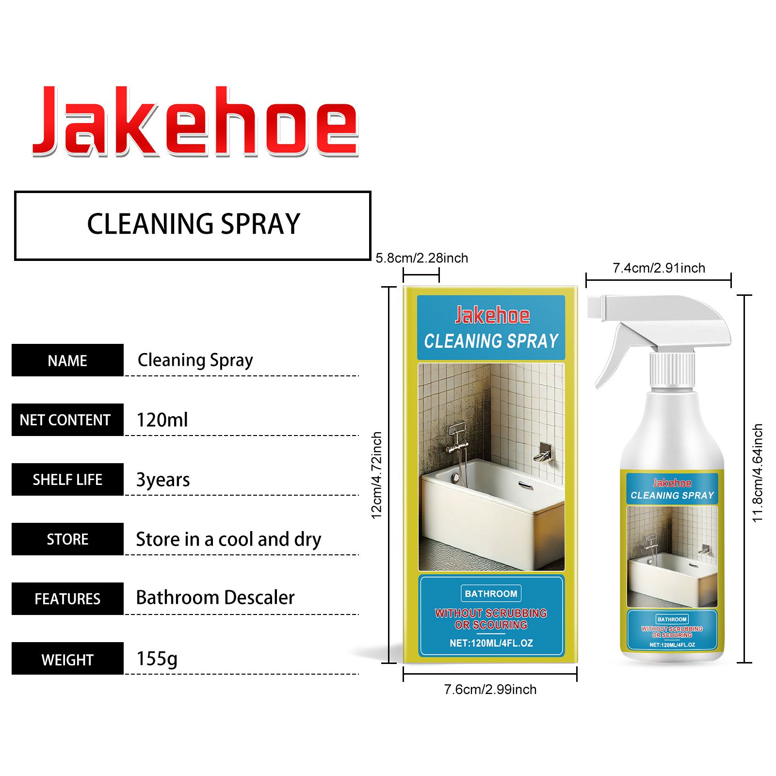 JAKEHOE Household Stain Cleaner Spray, 120 ml / 1 Bottle photo 6