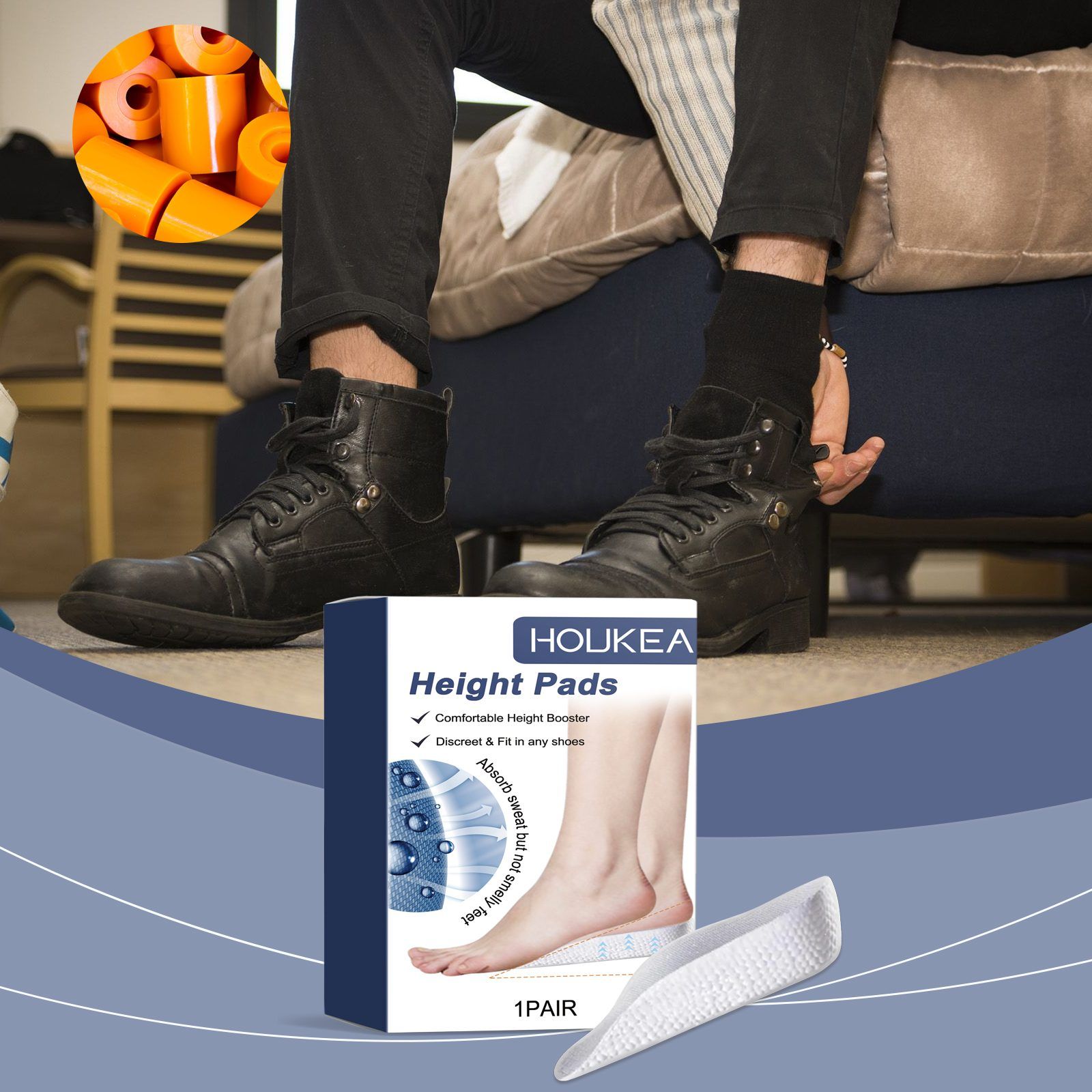 HOUKEA Height Lift Shoe Insoles, 1 Pair photo 4