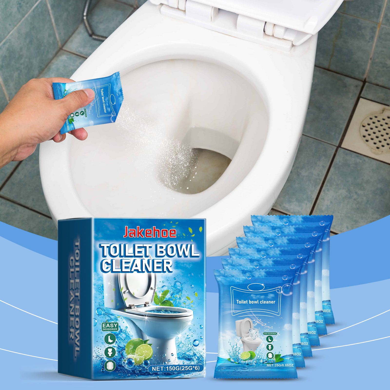 JAKEHOE Toilet Bowl Cleaning Powder Sachets, 6 Sachets x 25 g (150 g Total) photo 7