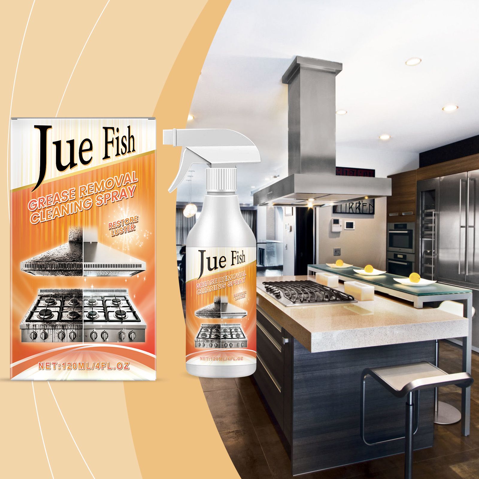 JUE FISH Grease Cleaner Spray, 120 ml / 1 Bottle photo 7