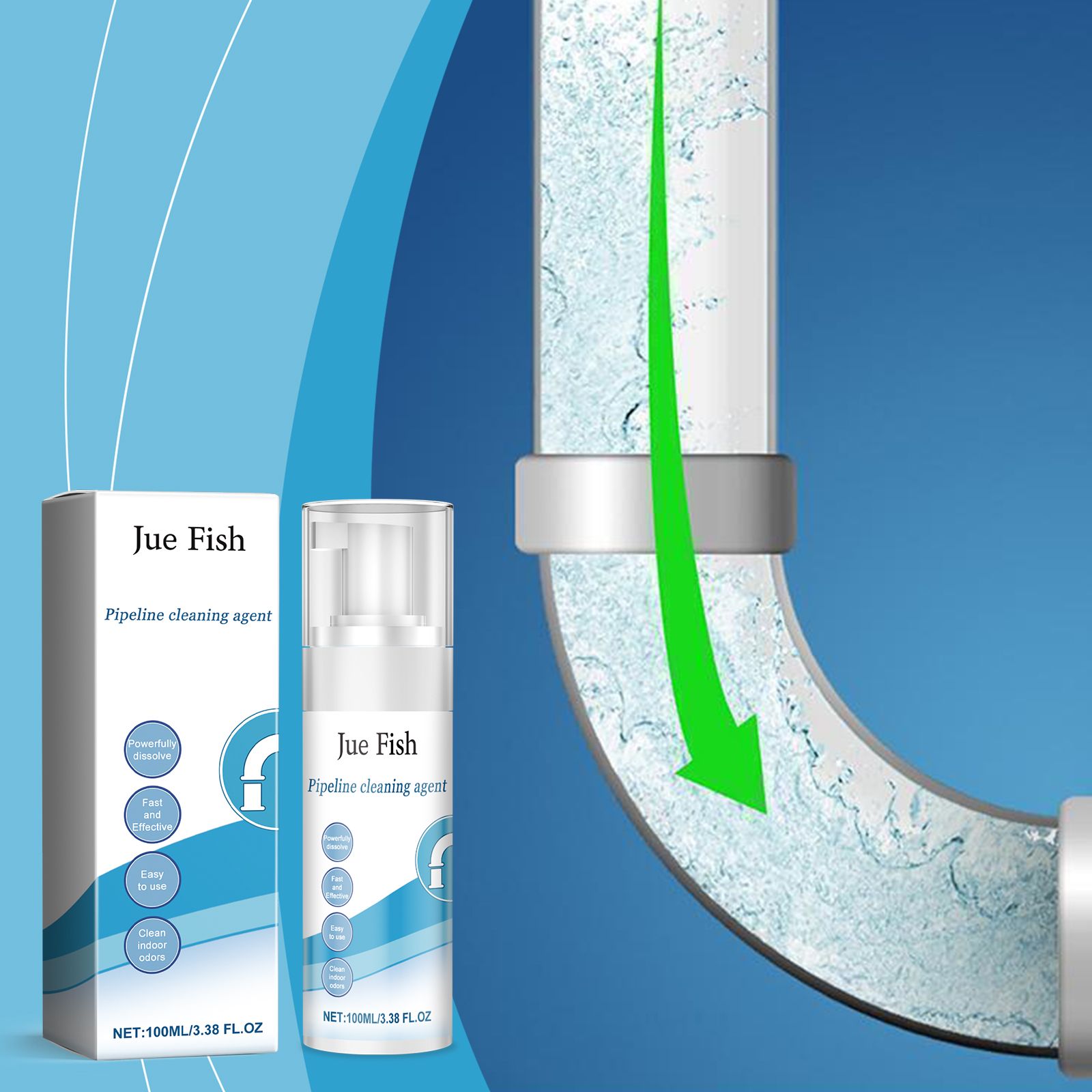 JUE FISH Foaming Drain Cleaner, 100 ml / 1 Bottle photo 4
