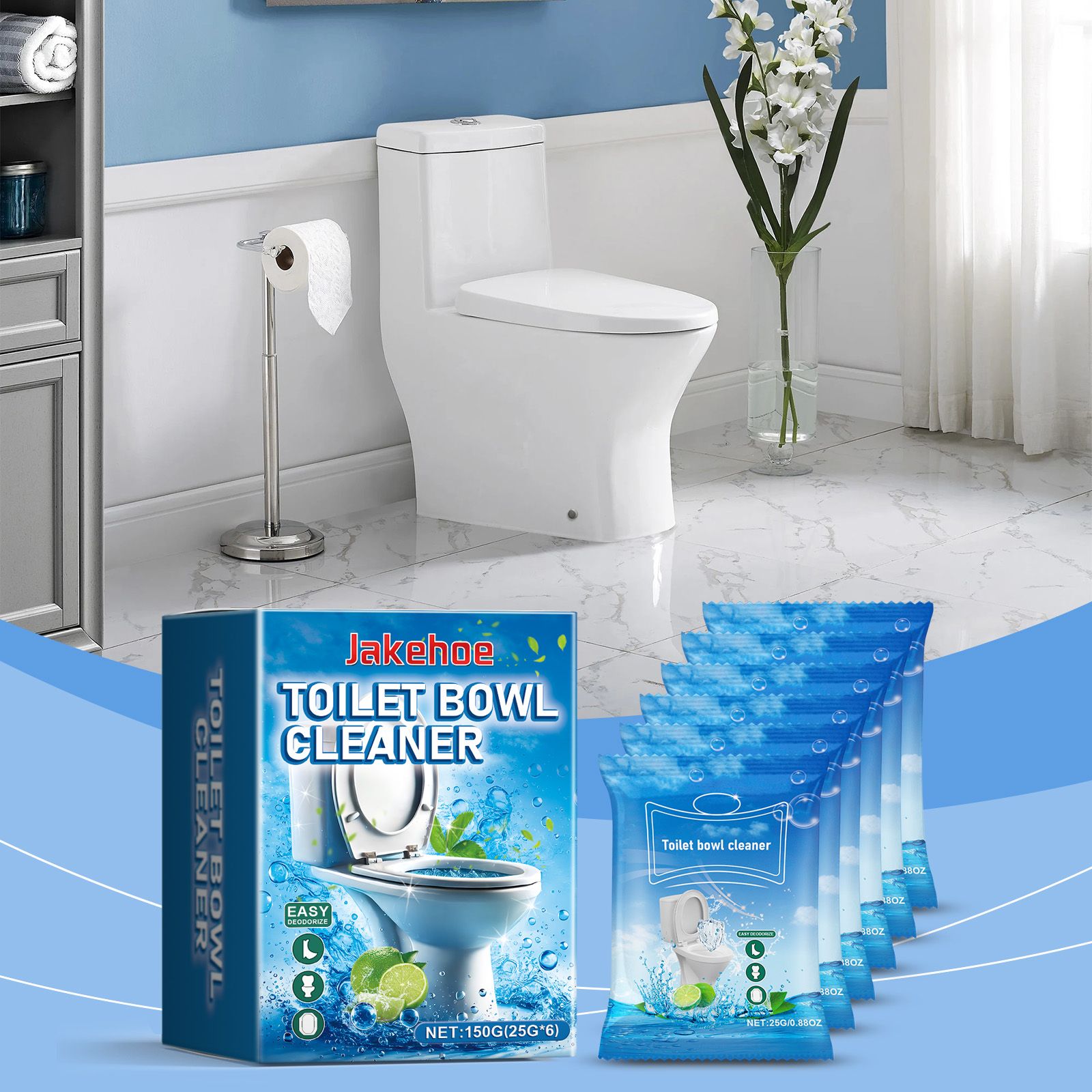 JAKEHOE Toilet Bowl Cleaning Powder Sachets, 6 Sachets x 25 g (150 g Total) photo 8