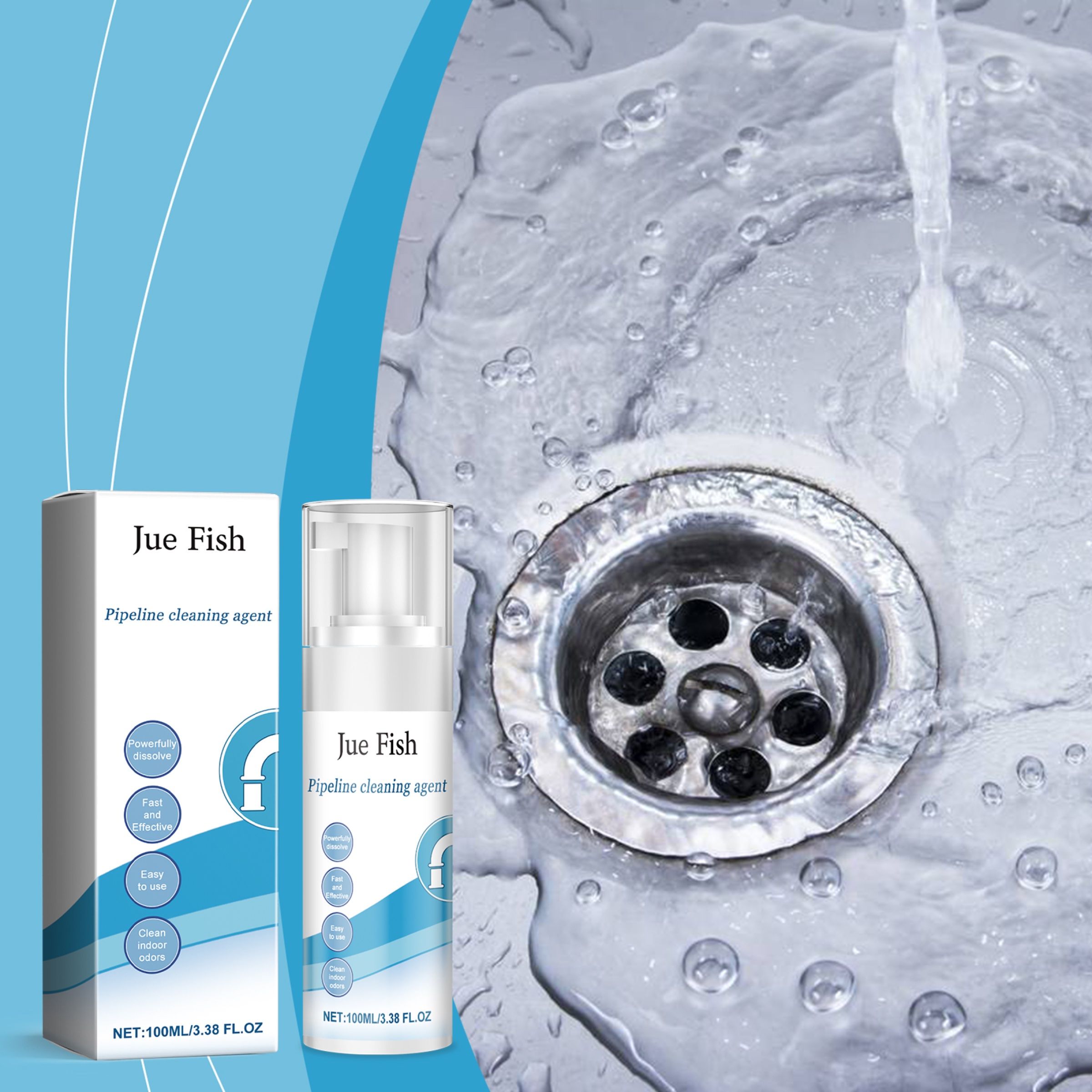 JUE FISH Foaming Drain Cleaner, 100 ml / 1 Bottle photo 5