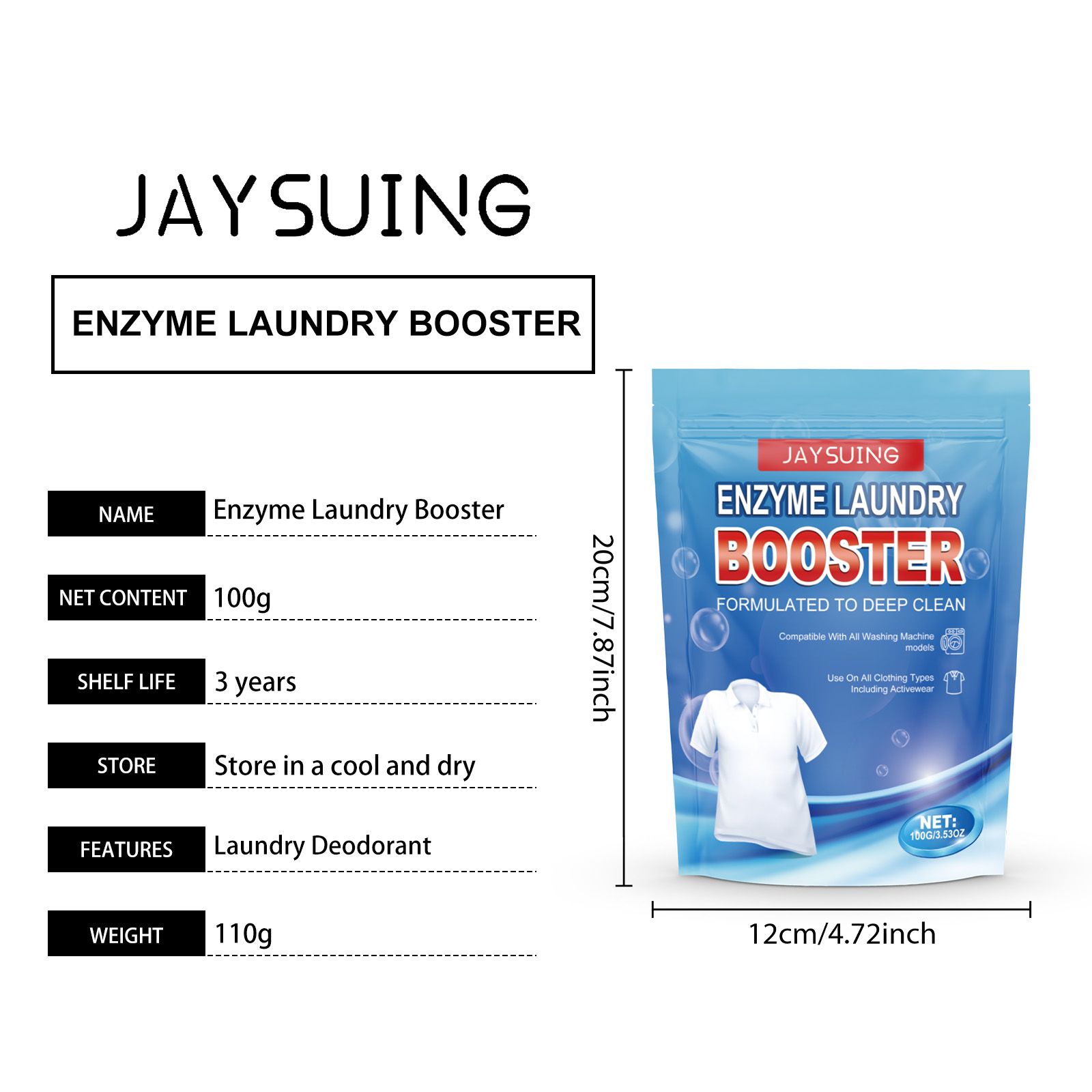 JAYSUING Enzyme Laundry Booster Powder, 100 g / 1 Pack photo 8