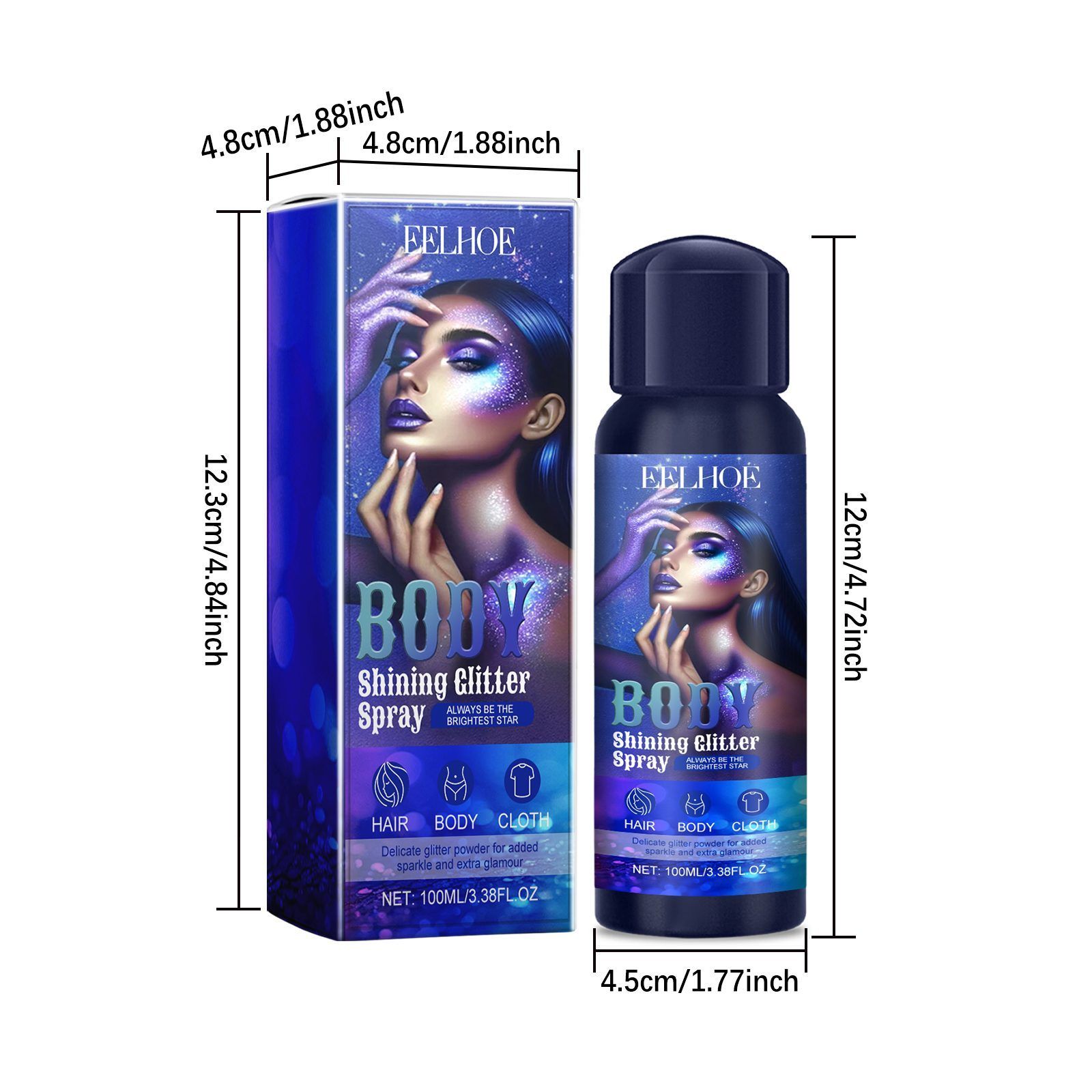 EELHOE Cosmetic Shimmer Spray, 100 ml photo 4
