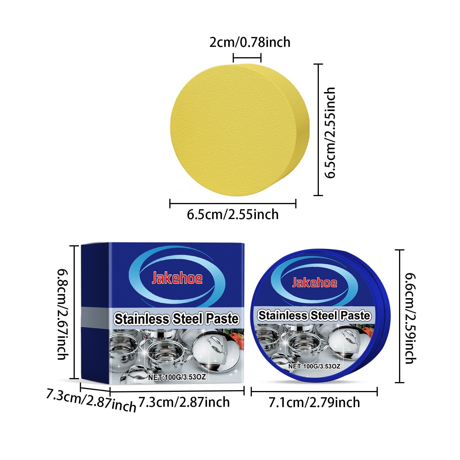 JAKEHOE Stainless Steel Cleaning Paste Kit, 100 g with Sponge photo 4
