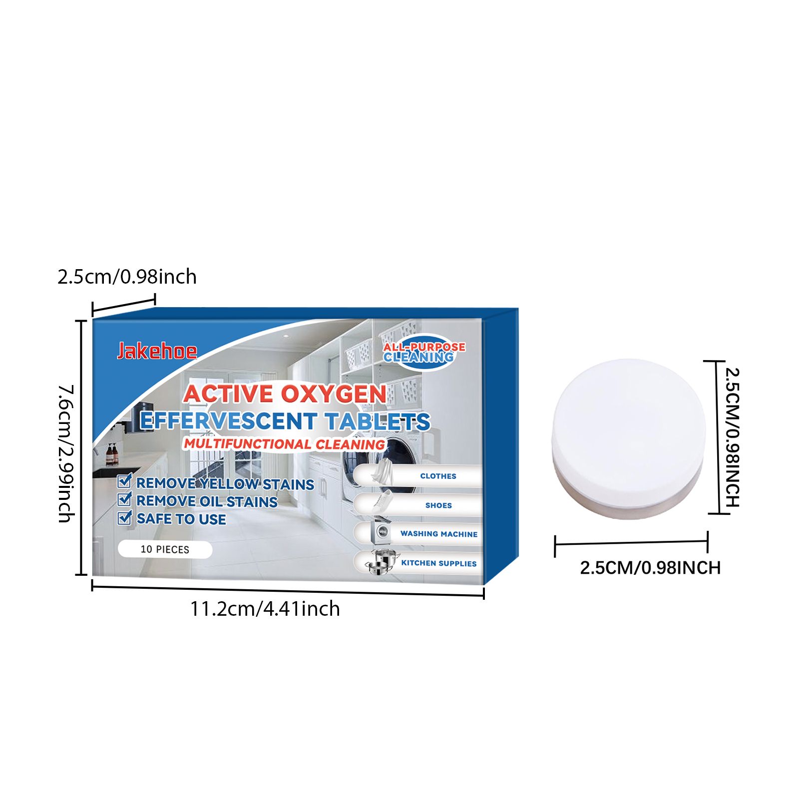 JAKEHOE Active Oxygen Cleaning Tablets, 10 Pieces photo 2
