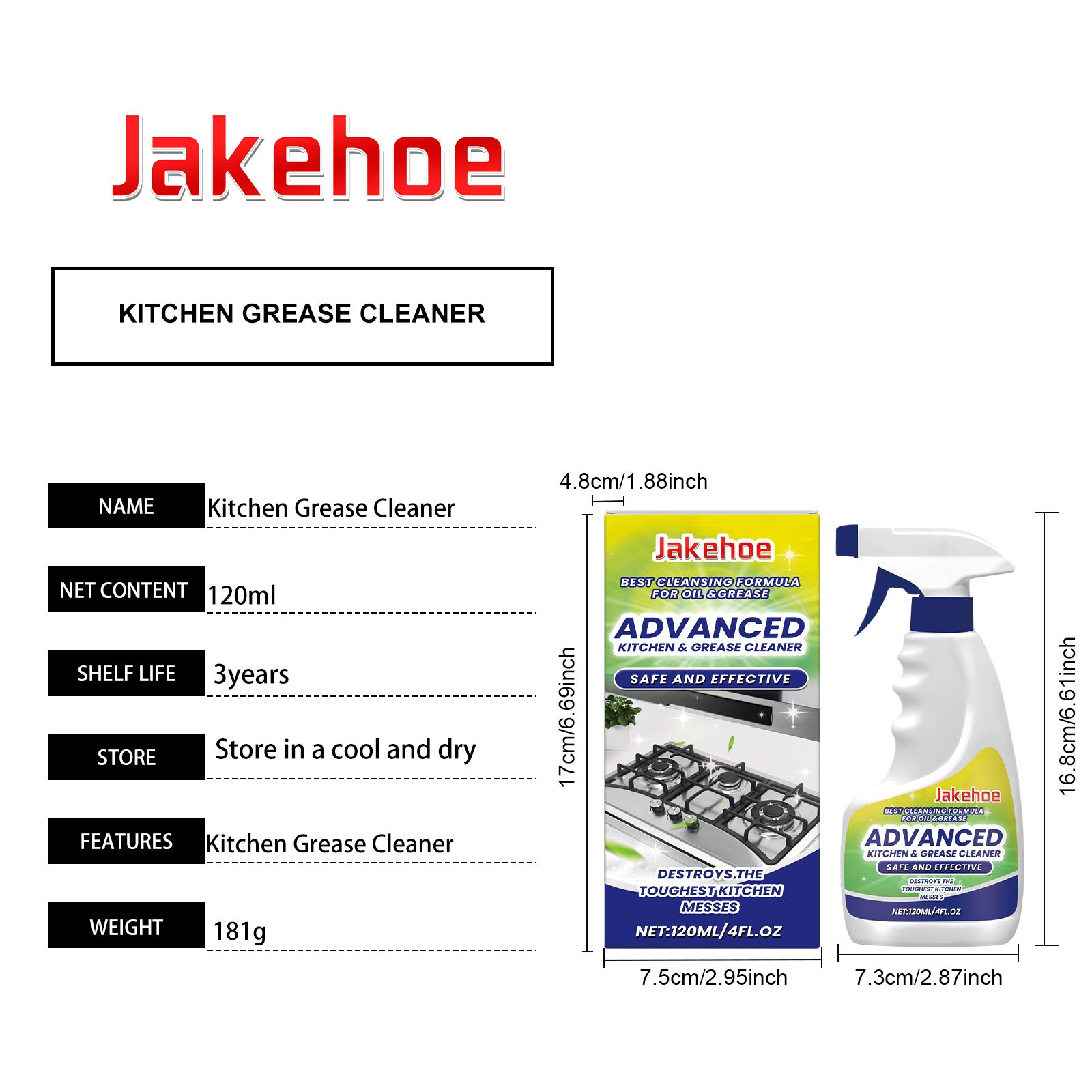 JAKEHOE Kitchen Grease Cleaner, 120 ml photo 7