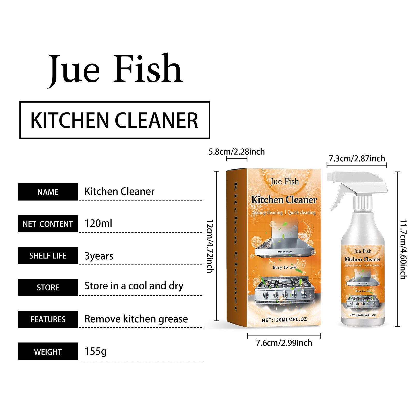 JUE FISH Kitchen Cleaner Spray, 120 ml / 1 Bottle photo 6